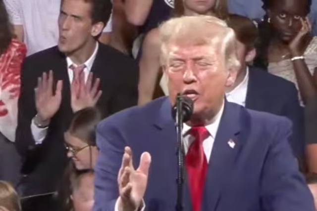Під час виступу Трампа в Джорджії чоловік позаду імітував його фірмові жести рук