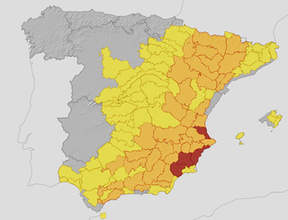 The Spanish forecaster says popular tourist regions in the southeast are at risk of severe temperatures