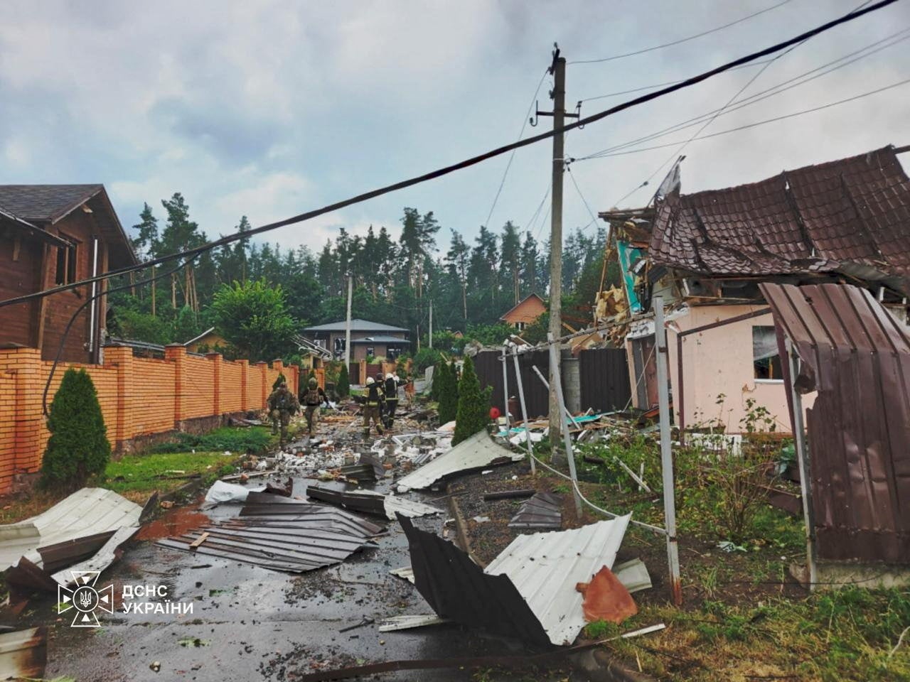 Rescuers work at the site of a Russian missile strikes, amid Russia's attack on Ukraine, in Kyiv region, Ukraine July 24, 2026. (Emergency Service of Ukraine)