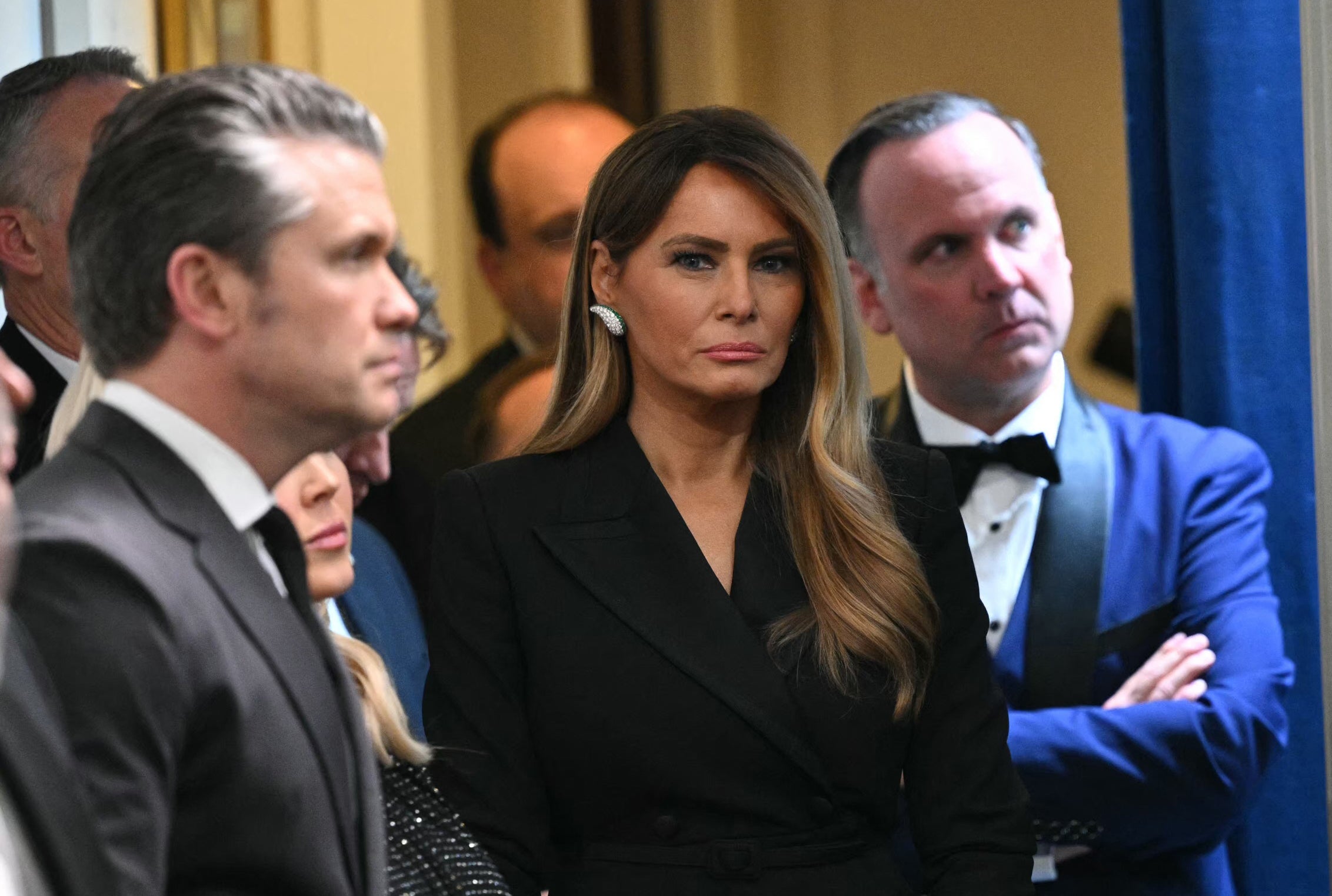 Hours after being escorted out of the White House Correspondents’ Dinner due to a shooting, First Lady Melania Trump still appeared visibly shaken from the incident