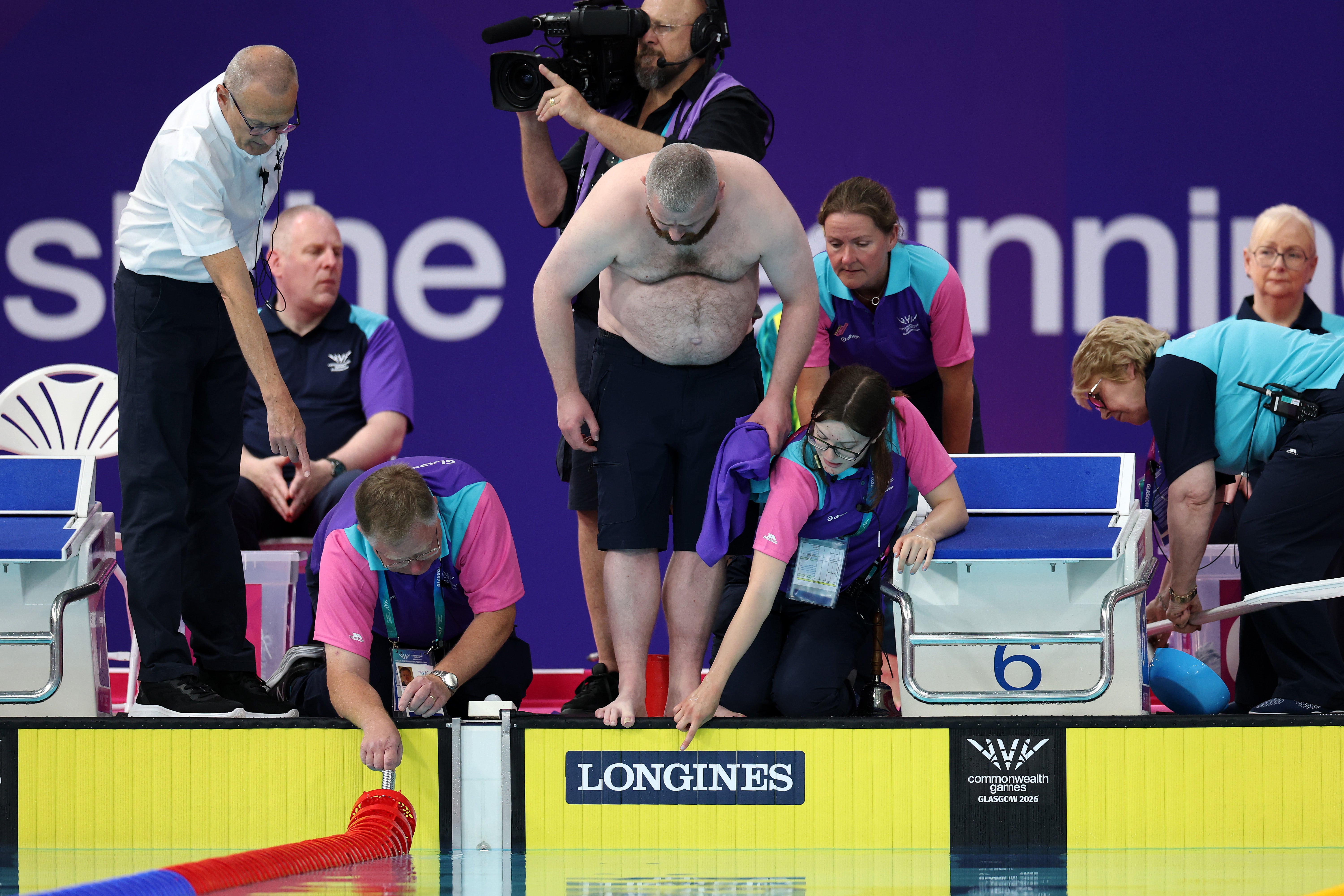 The start of the heat involving Adam Peaty (not pictured) was delayed (Getty)