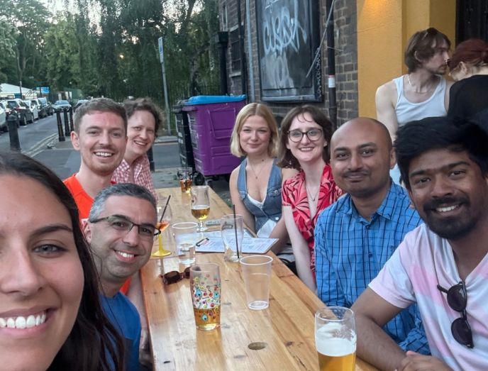 Dean and Empty Chairs attendees at a pub