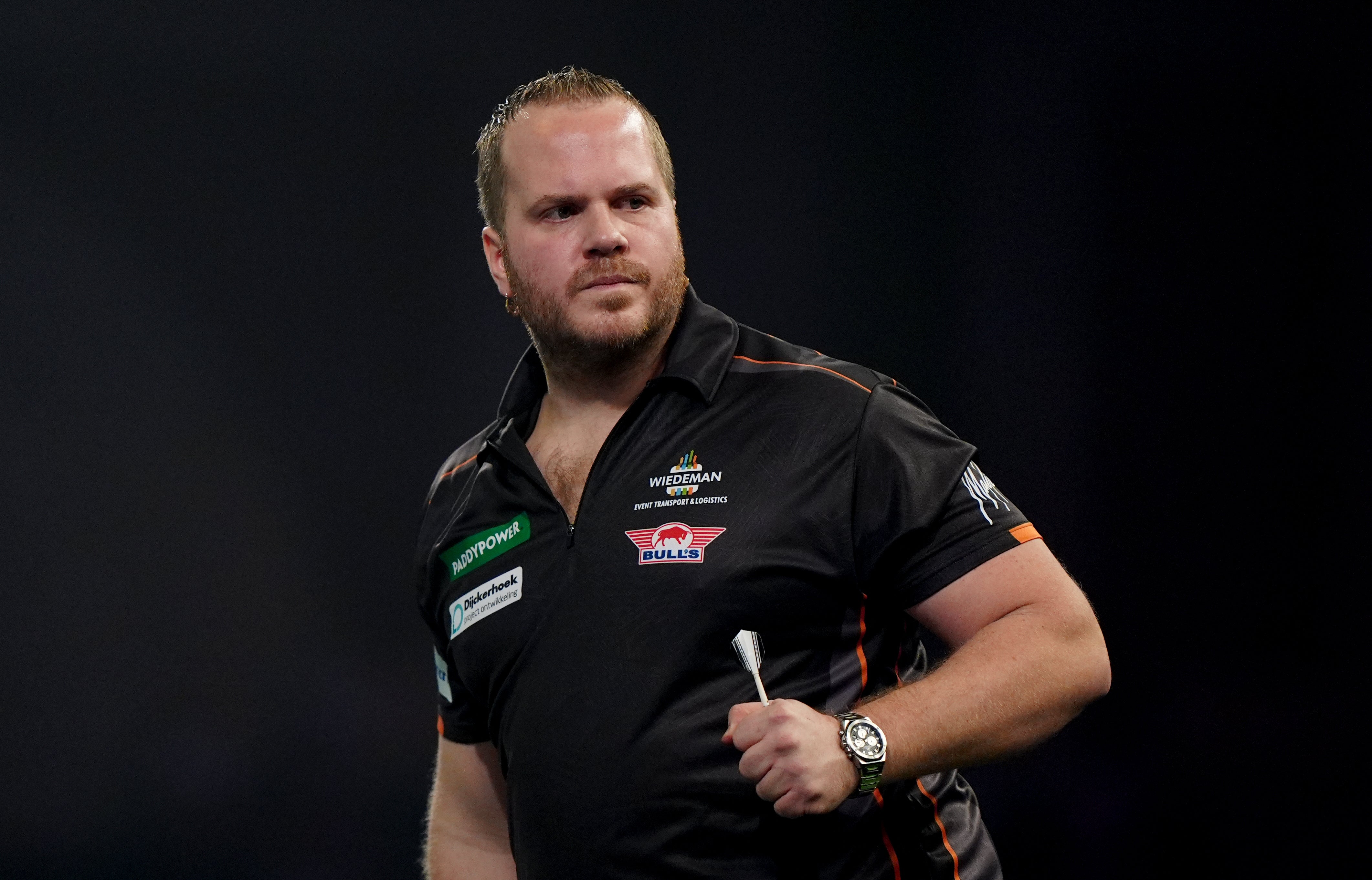 Dirk van Duijvenbode faces Luke Littler in Blackpool (Bradley Collyer/PA)