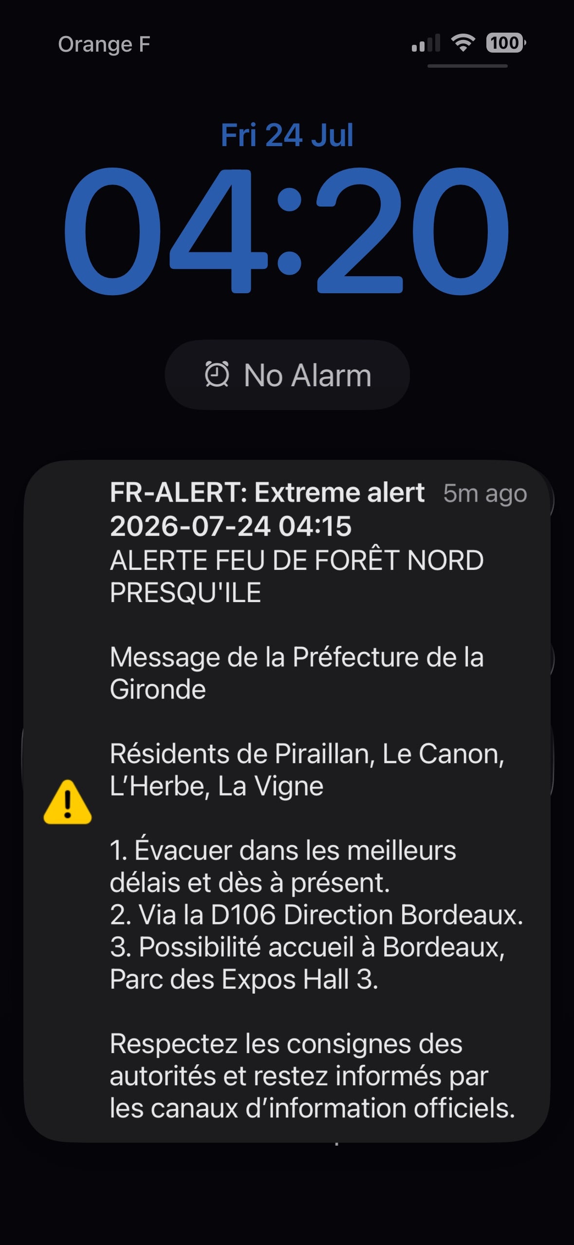 Residents received an emergency alert to evacuate immediately