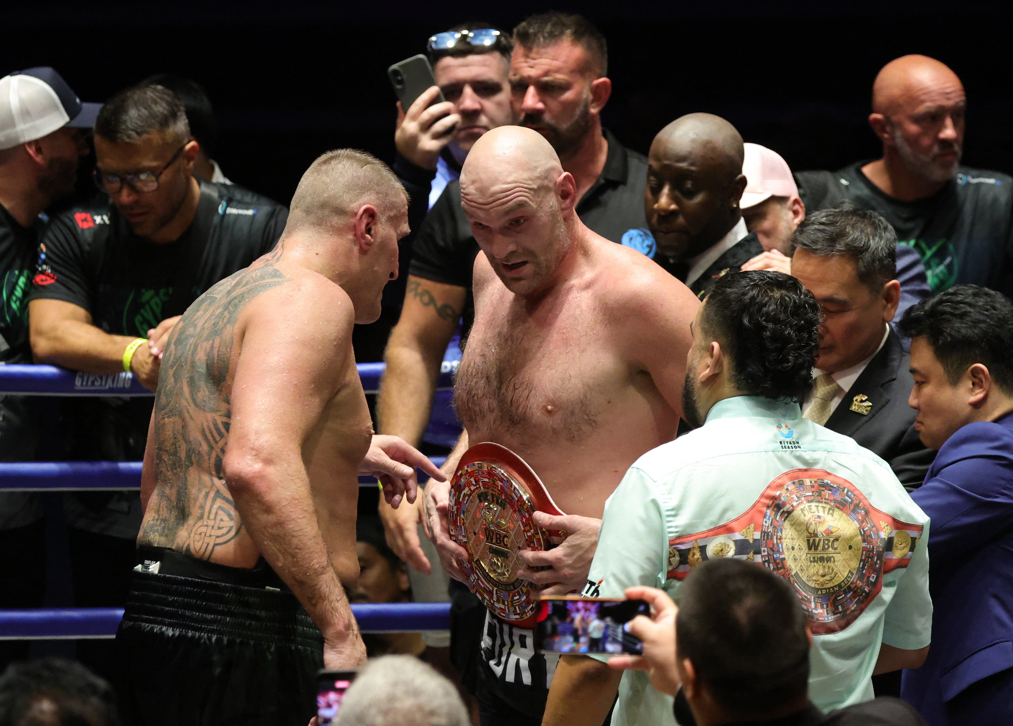 Fury was presented with the WBC’s inaugural Humanitarian title after the bout (Reuters)