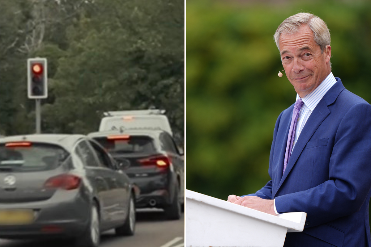 Nigel Farage heckler crashes car seconds after shouting 'W*****' at Reform UK leader