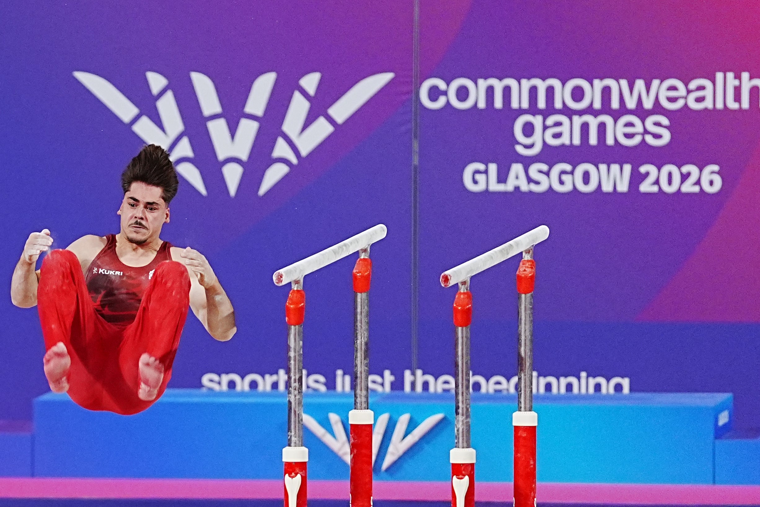 Gabriel Langton fell while working on the horizontal bars (PA)
