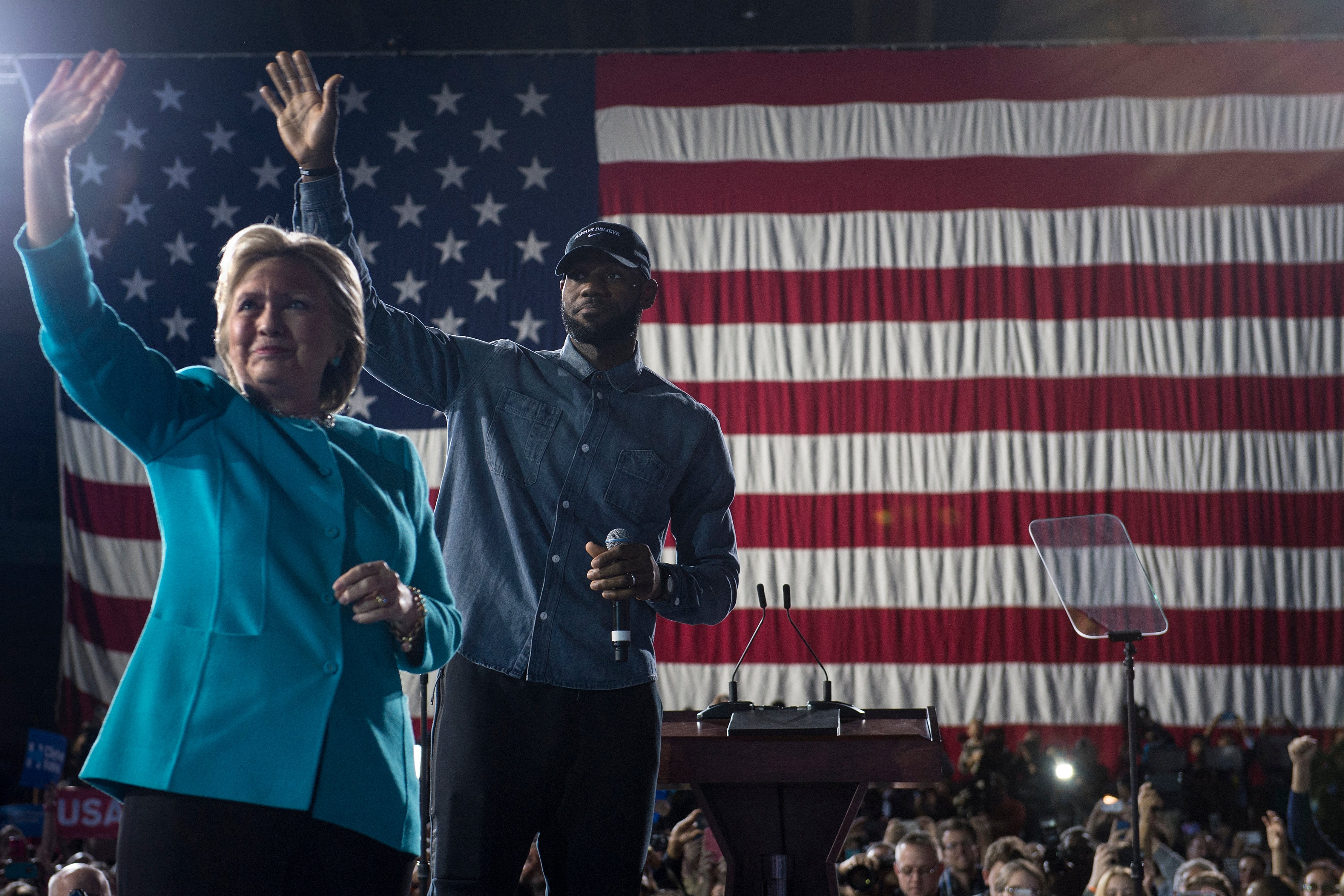 LeBron James supported Hillary Clinton in her election defeat by Donald Trump in 2016
