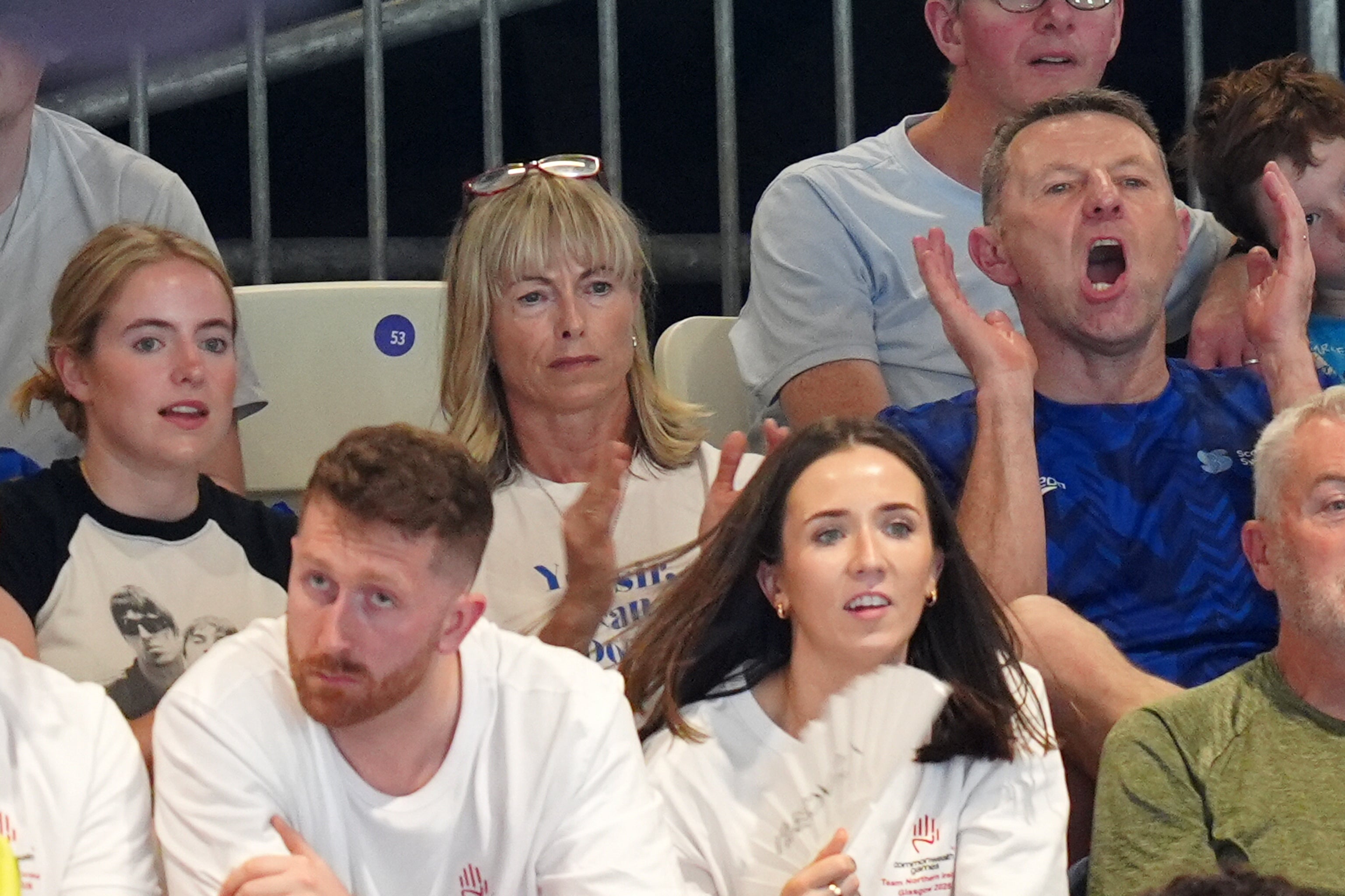 Amelie, Kate and Gerry McCann in the stands cheering on Sean McCann