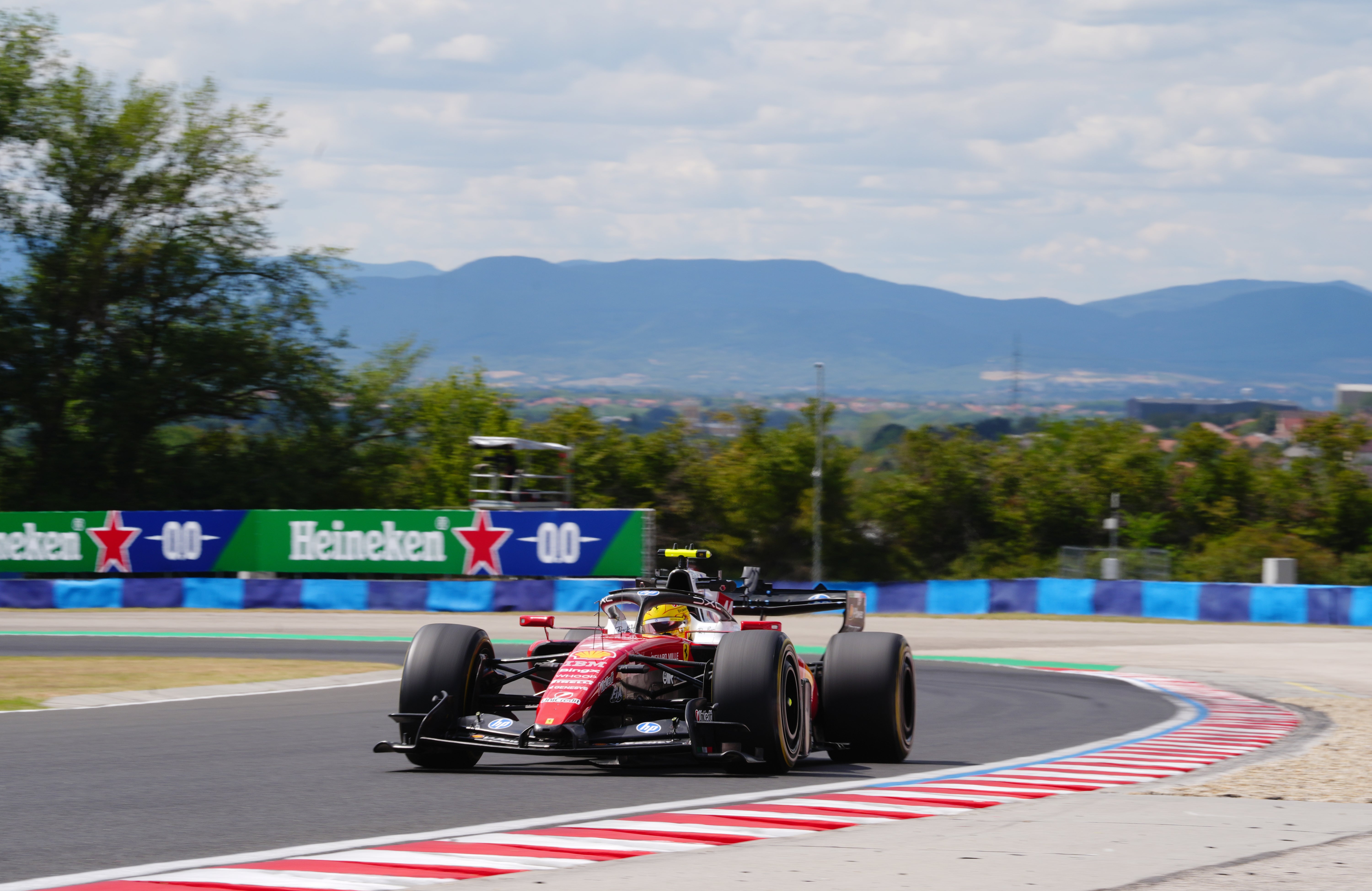 Ferrari’s Lewis Hamilton trailed Lando Norris by 0.117 seconds (David Davies/PA) (PA Wire)