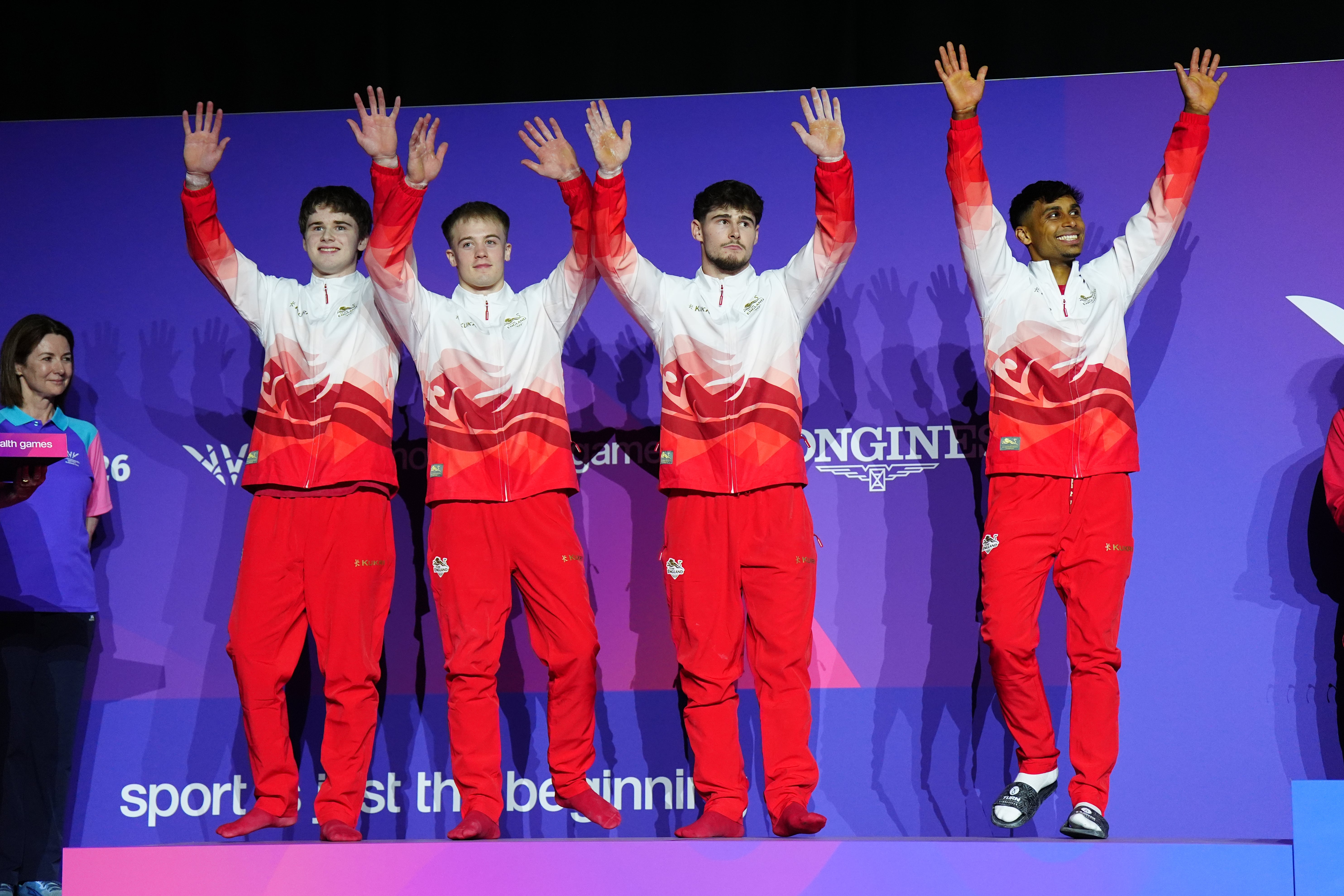 Gabriel Langton was absent from the podium as England received their silver medals (Jane Barlow/PA)