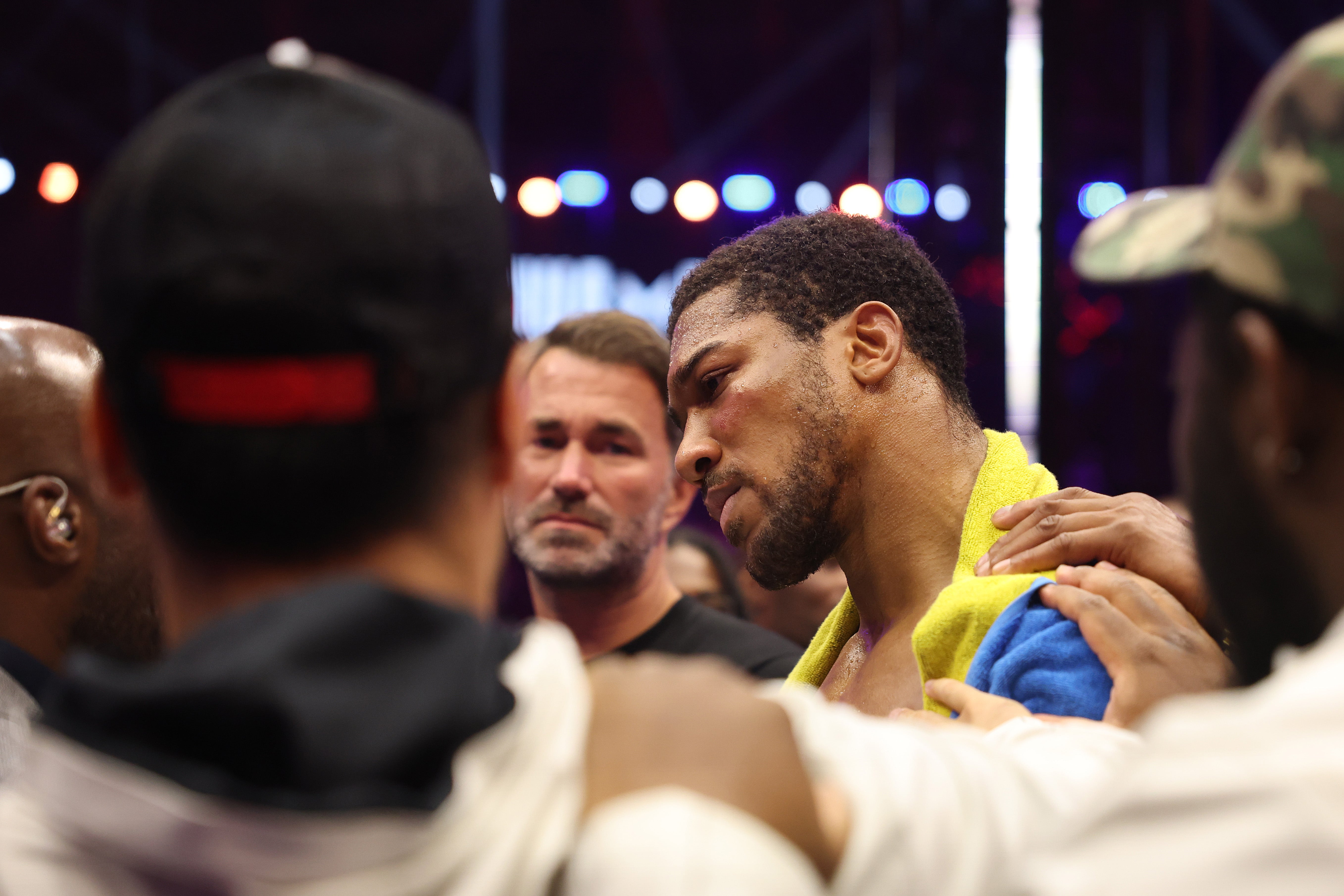 Joshua was clearly emotional in the ring after the fight