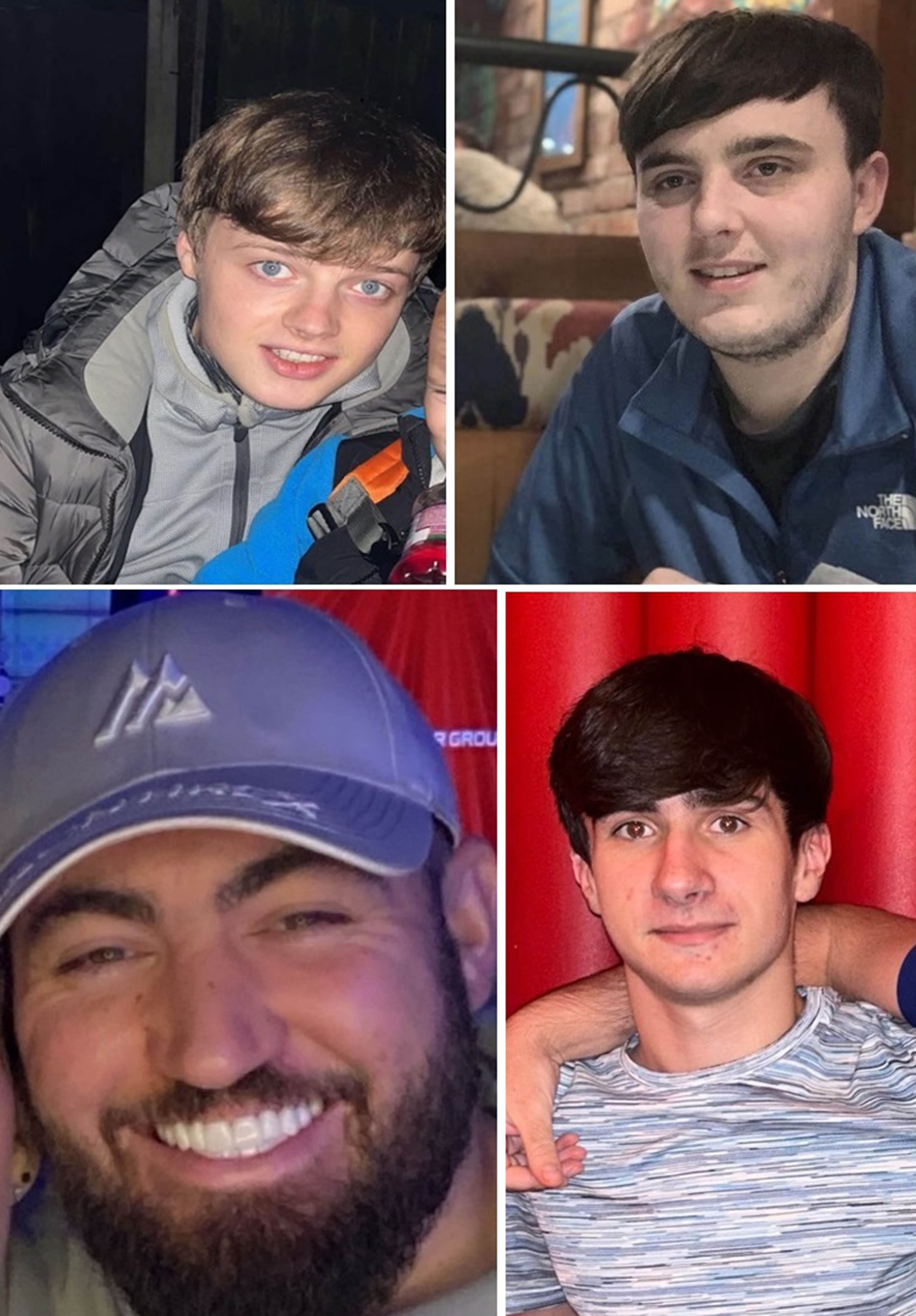 Undated handout family photo issued by Merseyside Police of (top row left to right) Andrew Roberts and Craig Shackleton-Brady. (Bottom row left to right) Benjamin Dooley and Jack Diggle