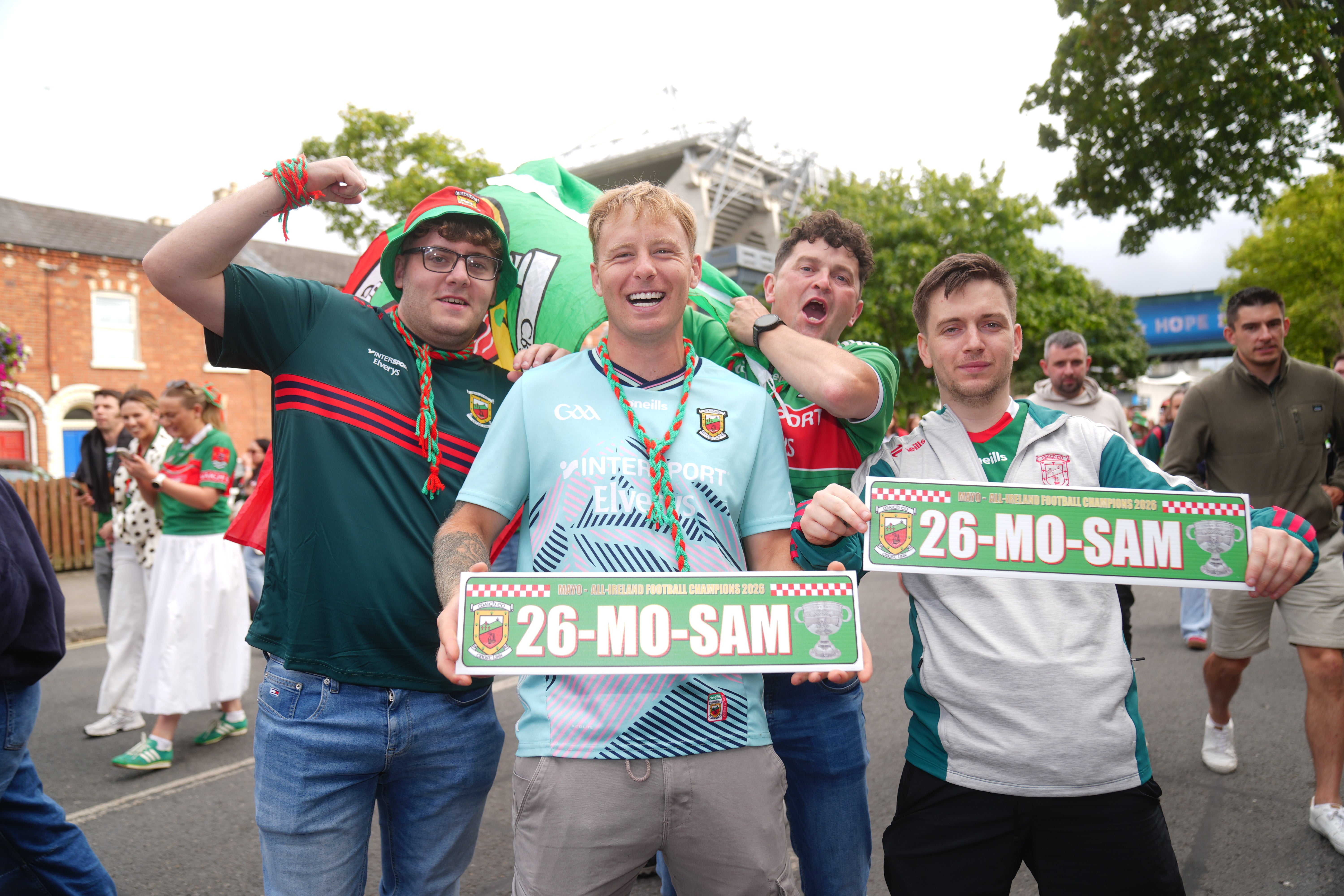 Fans outside Croke Park stadium after Mayo beat Kerry in the All-Ireland Senior Football Championship final, the team's first win since 1951