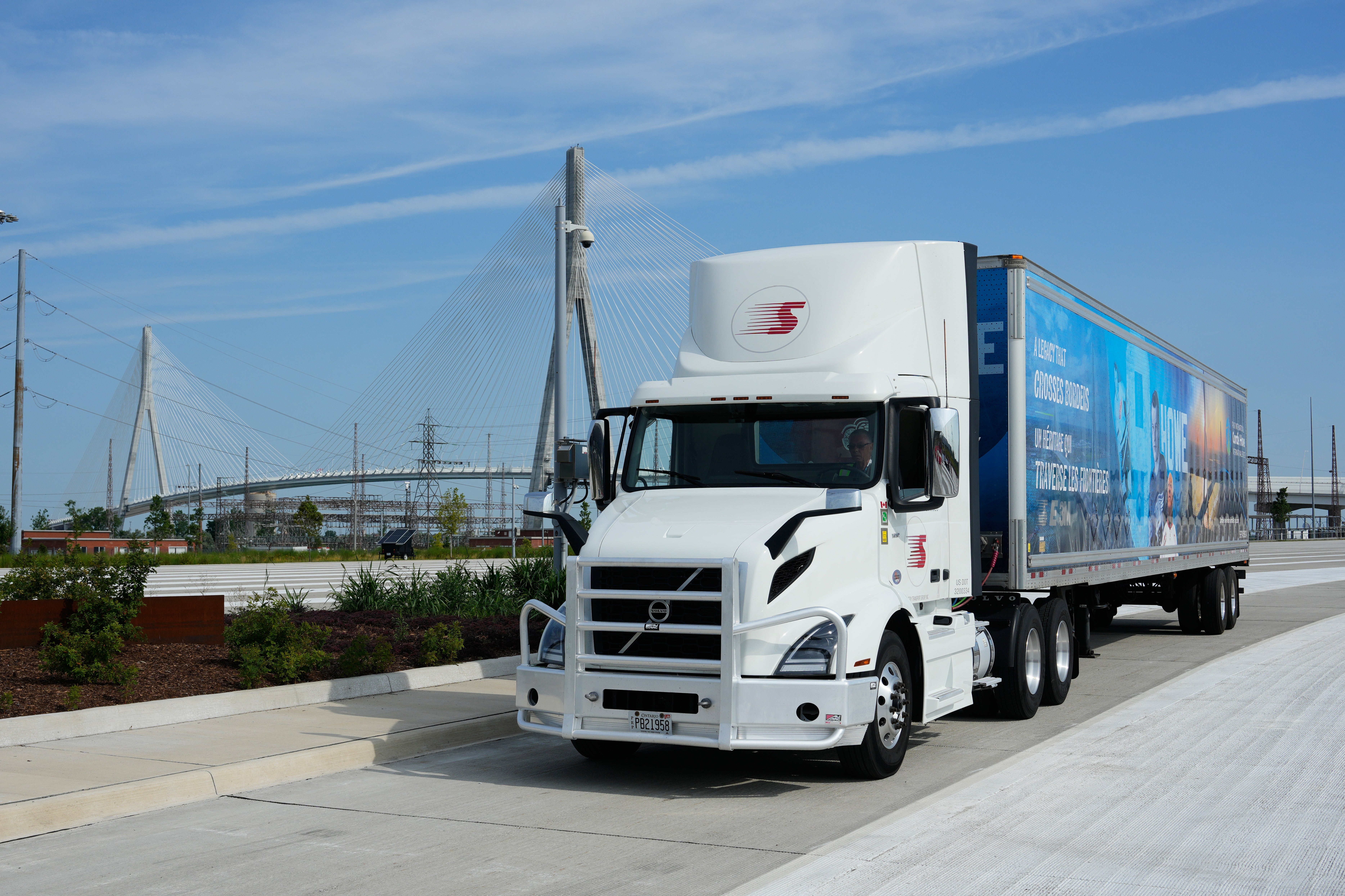 A truck is parked during a Canadian celebration marking the Gordie Howe International Bridge, which connects Detroit and Windsor, Ontario, on Friday, July 24