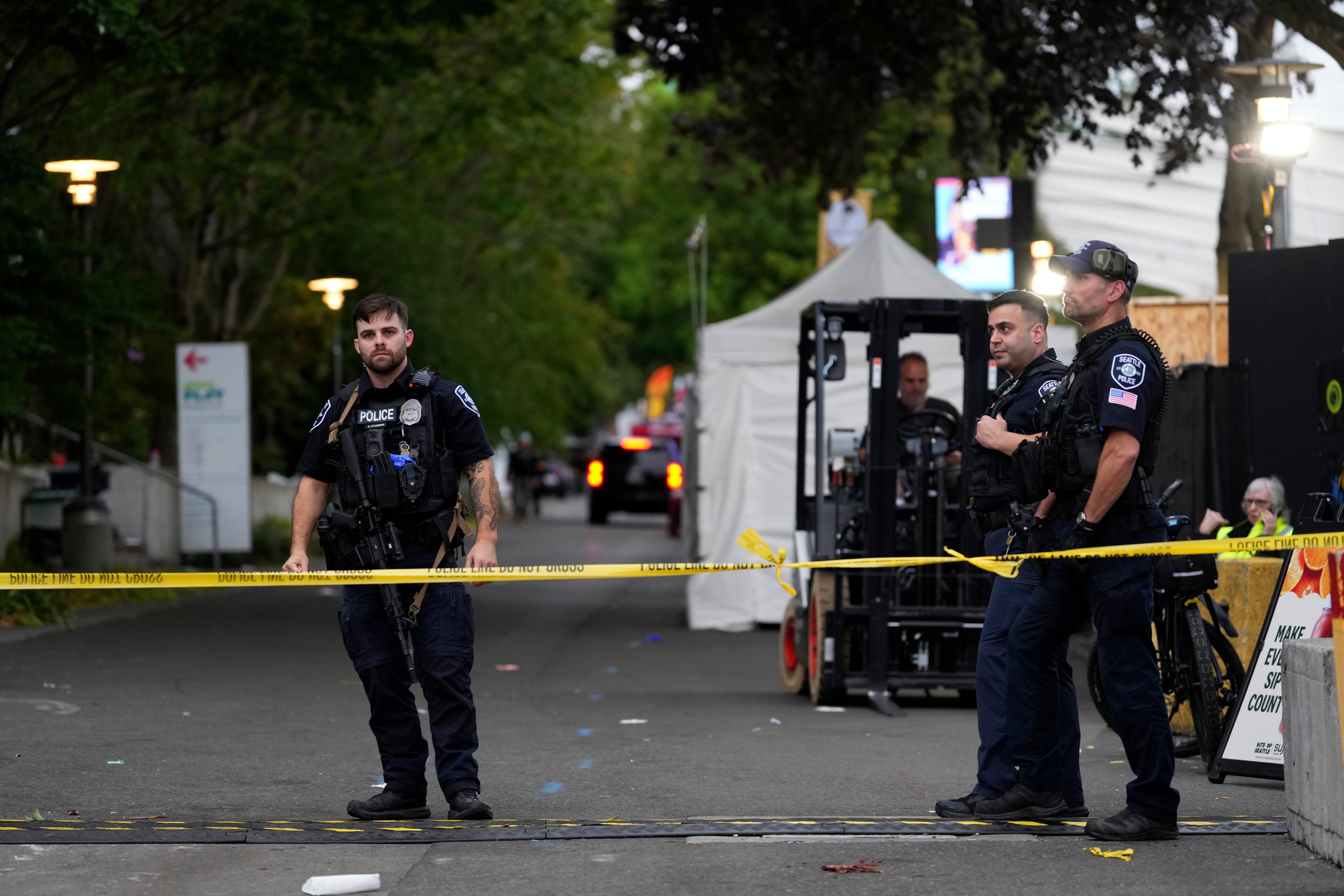 Police respond to a shooting at Seattle Center during the Bite of Seattle food festival Sunday, 26 July 2026, in Seattle, Wash (AP)