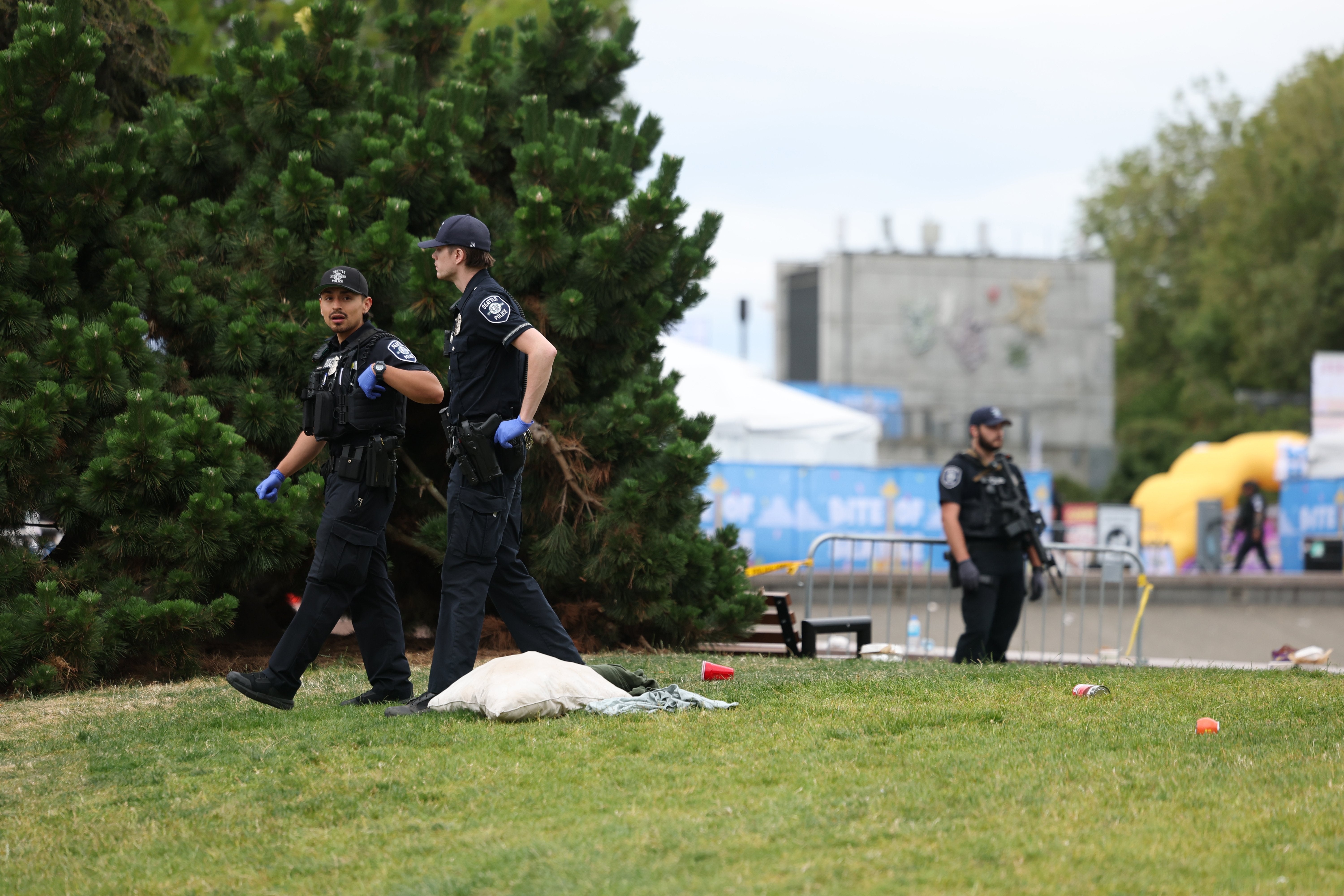 Scene at Seattle Center in Seattle Sunday, 26 July 2026, where a mass shooting has been reported (AP)