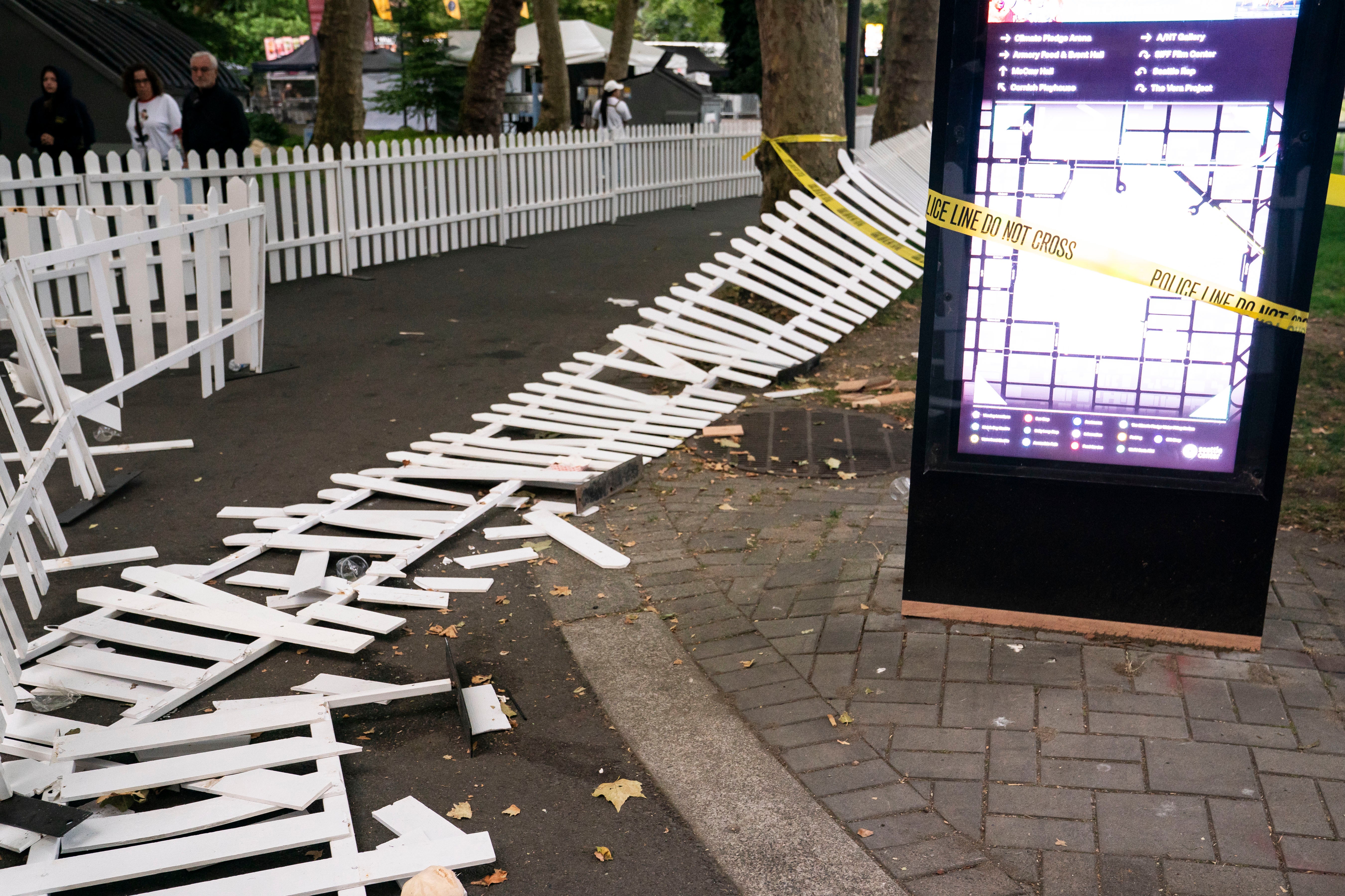 Police tape cordon off the location of a mass shooting at the Bite of Seattle food festival on 26 July 2026 in Seattle, Washington