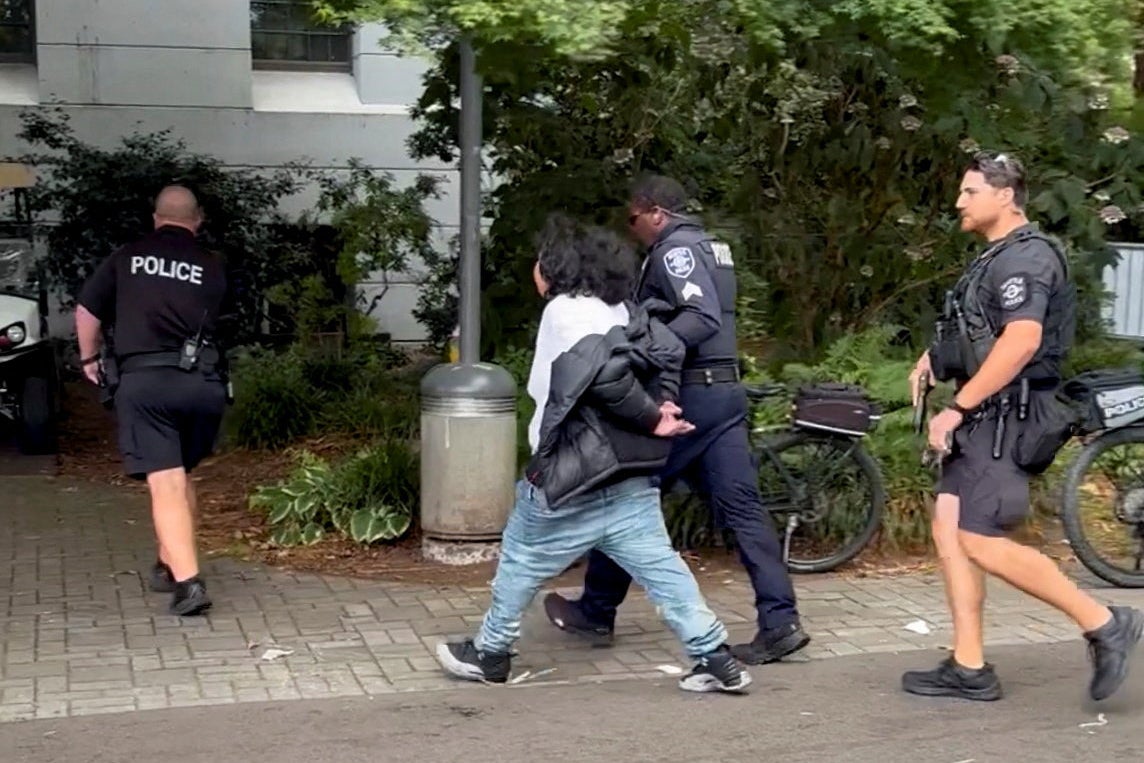 There were at least three suspects involved, and a 15-year-old was detained in connection with the shooting near Seattle’s iconic Space Needle Sunday evening (Reuters)