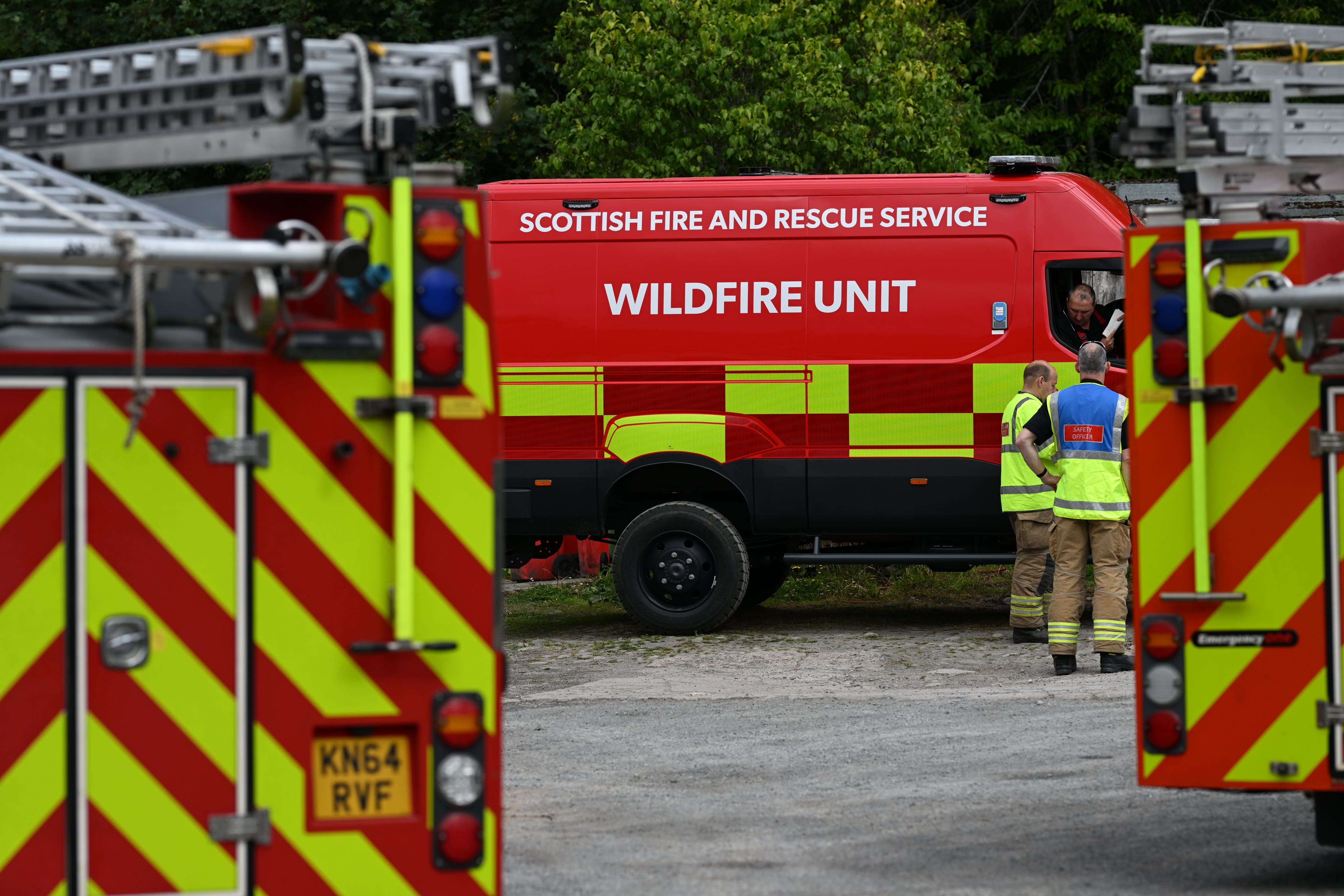 Scottish Fire and Rescue Service firefighters from the wildfire unit in Nethy Bridge, near Cairngorms National Park (Michal Wachucik/PA)