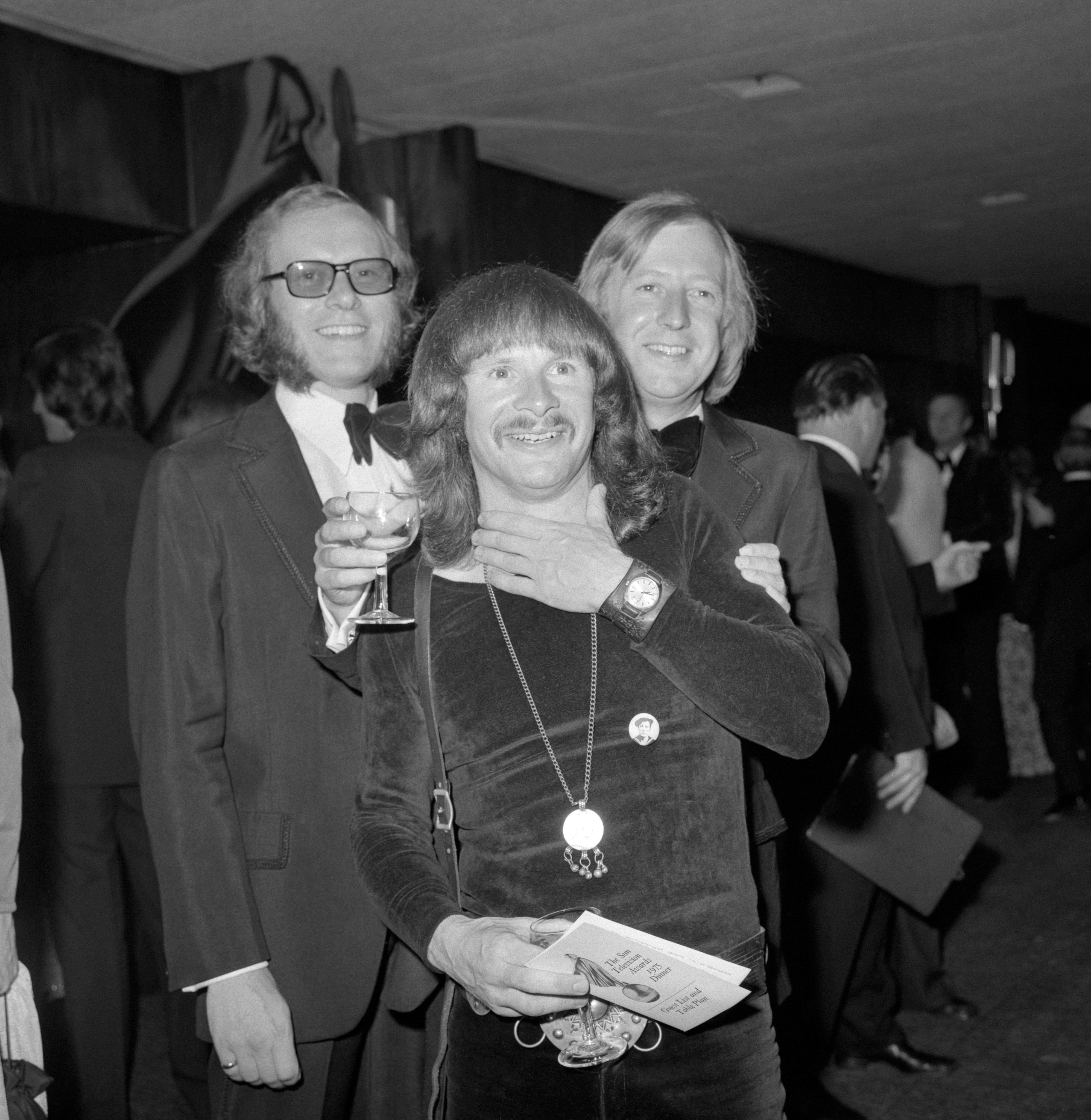 File photo dated 13/6/75 of The Goodies, left to right, Graeme Garden, Bill Oddie and Tim Brooke-Taylor at The Sun TV Awards at Hilton Hotel, London. Bill Oddie has died aged 85, his agent said. Issue date: Monday July 27, 2026. (PA)