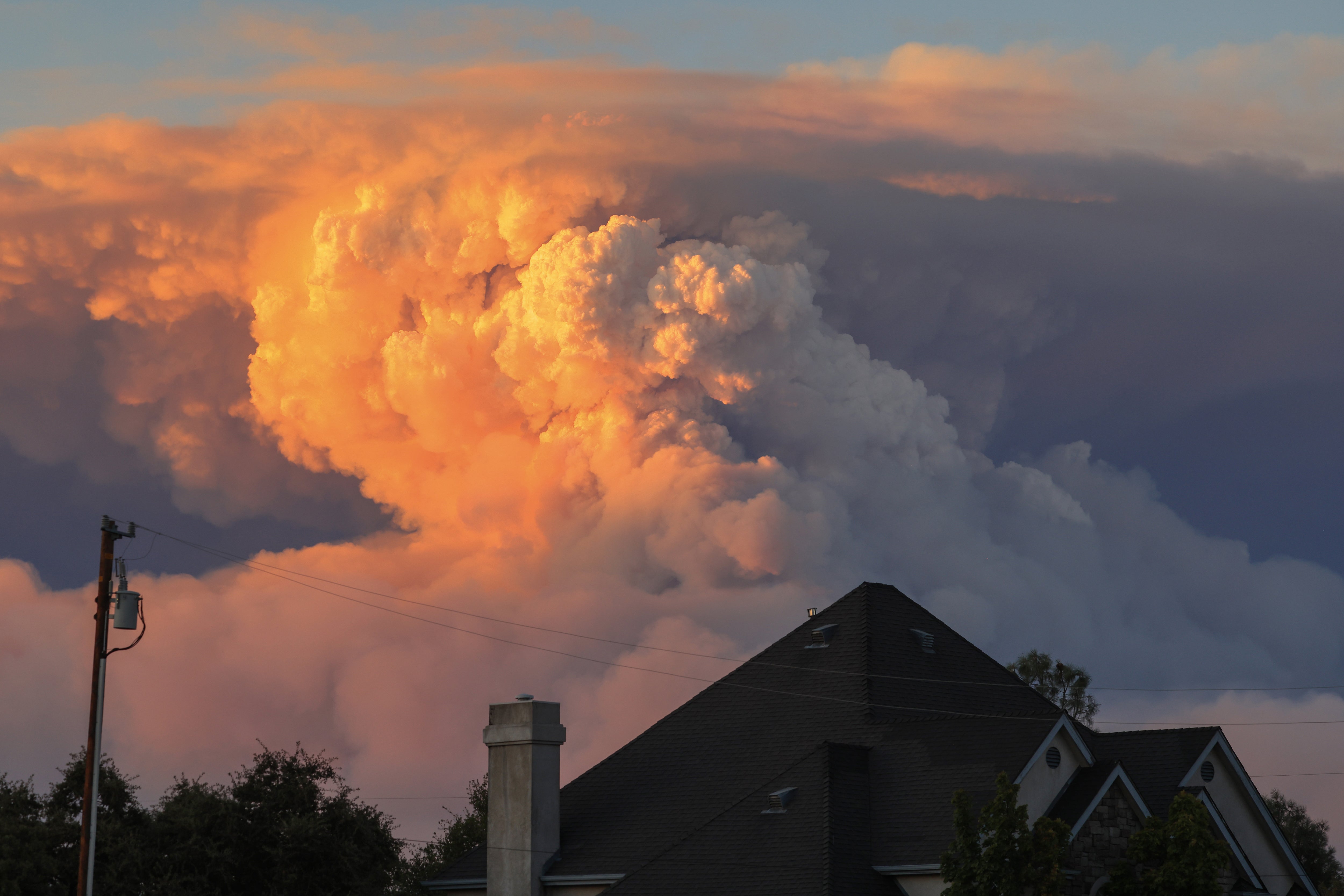 A massive pyrocumulus cloud rises from the Park Fire, which has grown to 239,152 acres and is 0 percent contained, expands at a rapid rate on July 26, 2024 near Chico, California.