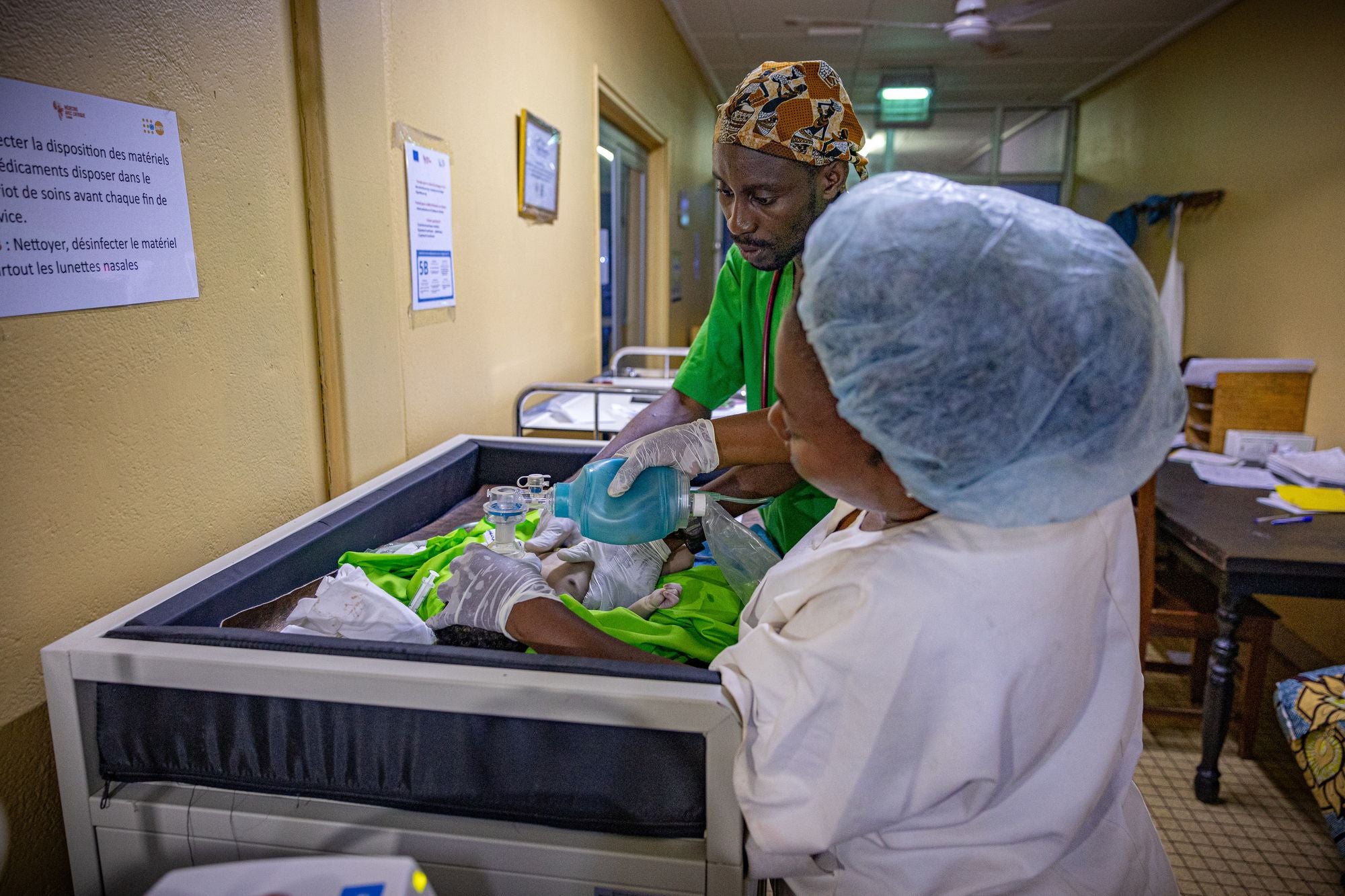 Doctors race to save a newborn's life after she is brought in on a motorcycle in the CAR's only paediatric hospital