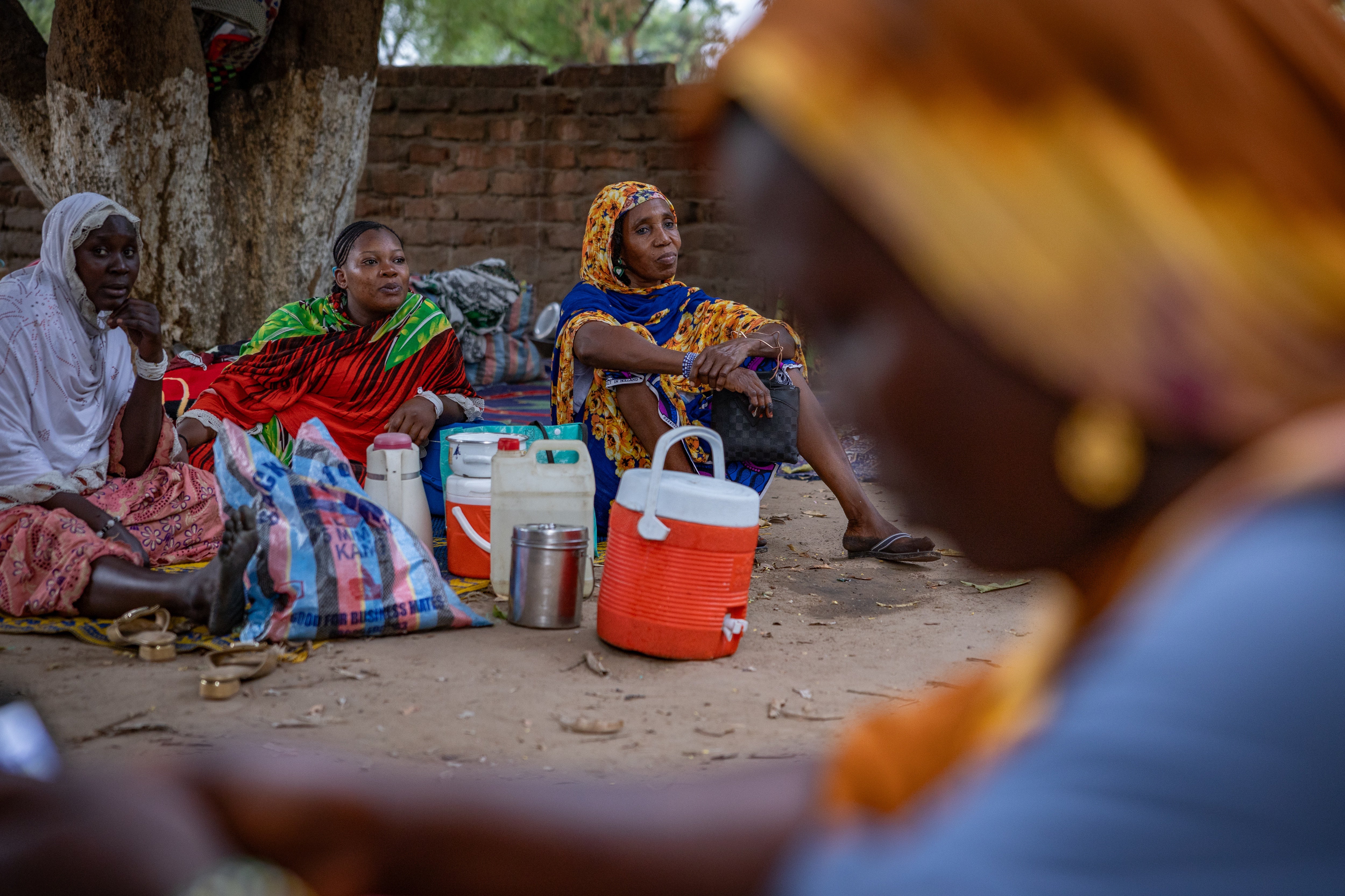 Refugee mothers camp in the courtyard waiting care and treatment at the only hospital in Birao, CAR