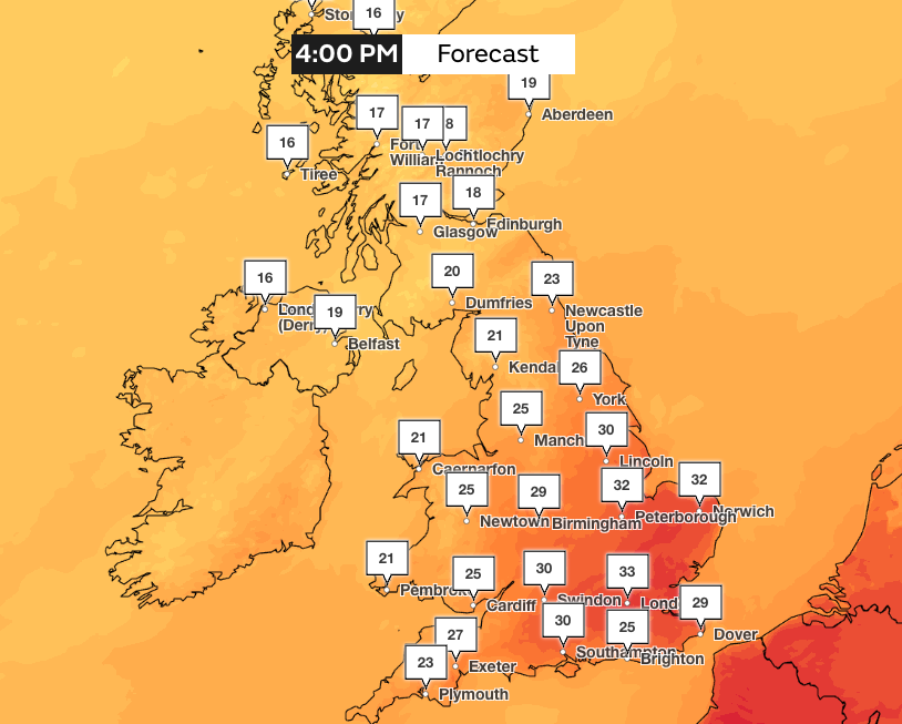 Wednesday will see parts of the country cross heatwave thresholds