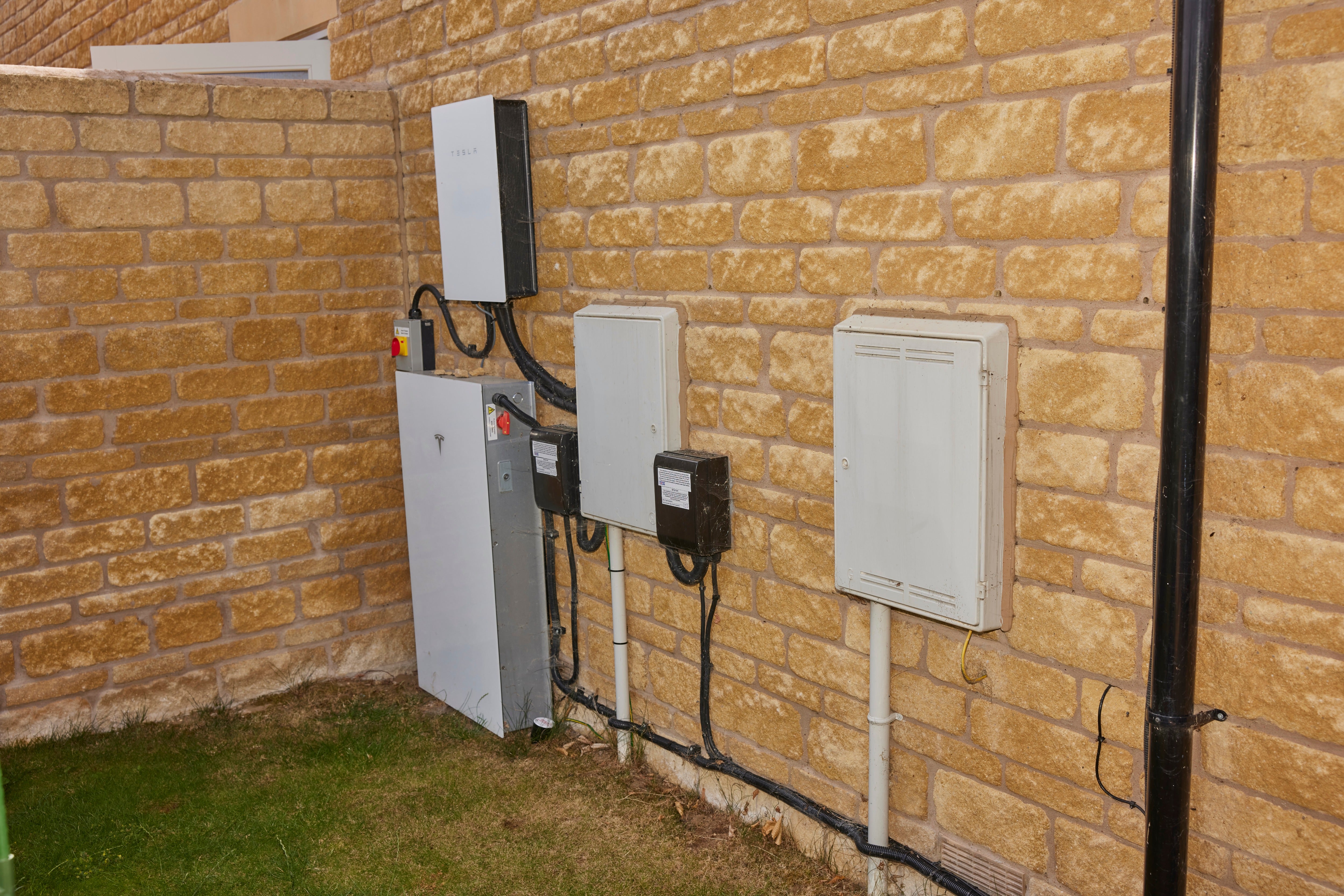 As well as the heat pump, Aanand’s powerhouse set up includes 24 solar panels spread across both sides of the roof, an EV charger and a Tesla Powerwall battery (pictured)