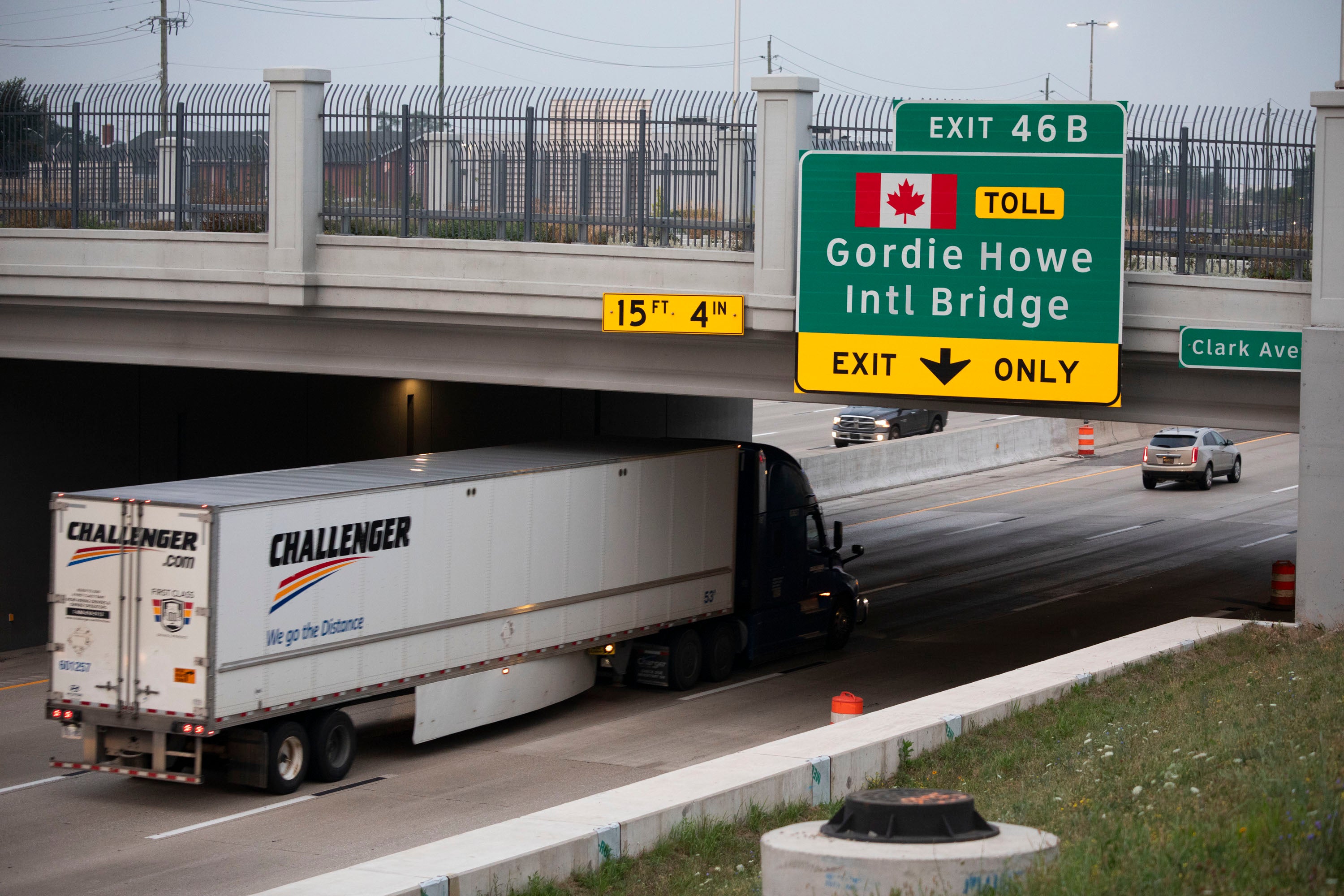 Trump’s latest visit coincides with tensions between his administration and Canada that have marred the opening of a new bridge linking Detroit and Windsor, Ontario (Getty Images)