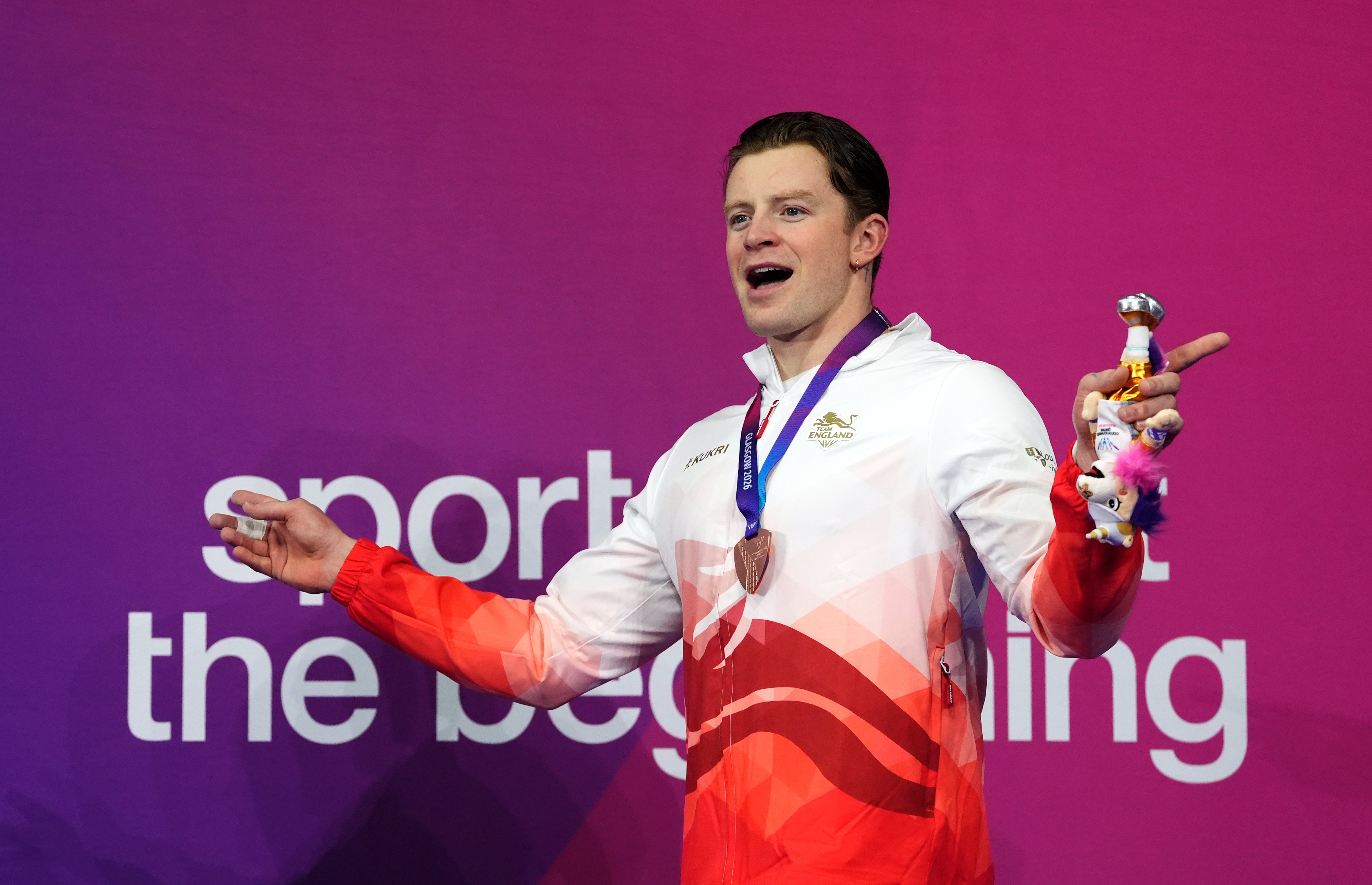 Ramsay-Peaty celebrates his second bronze medal at Glasgow 2026 (Andew Milligan/PA) (PA Wire)