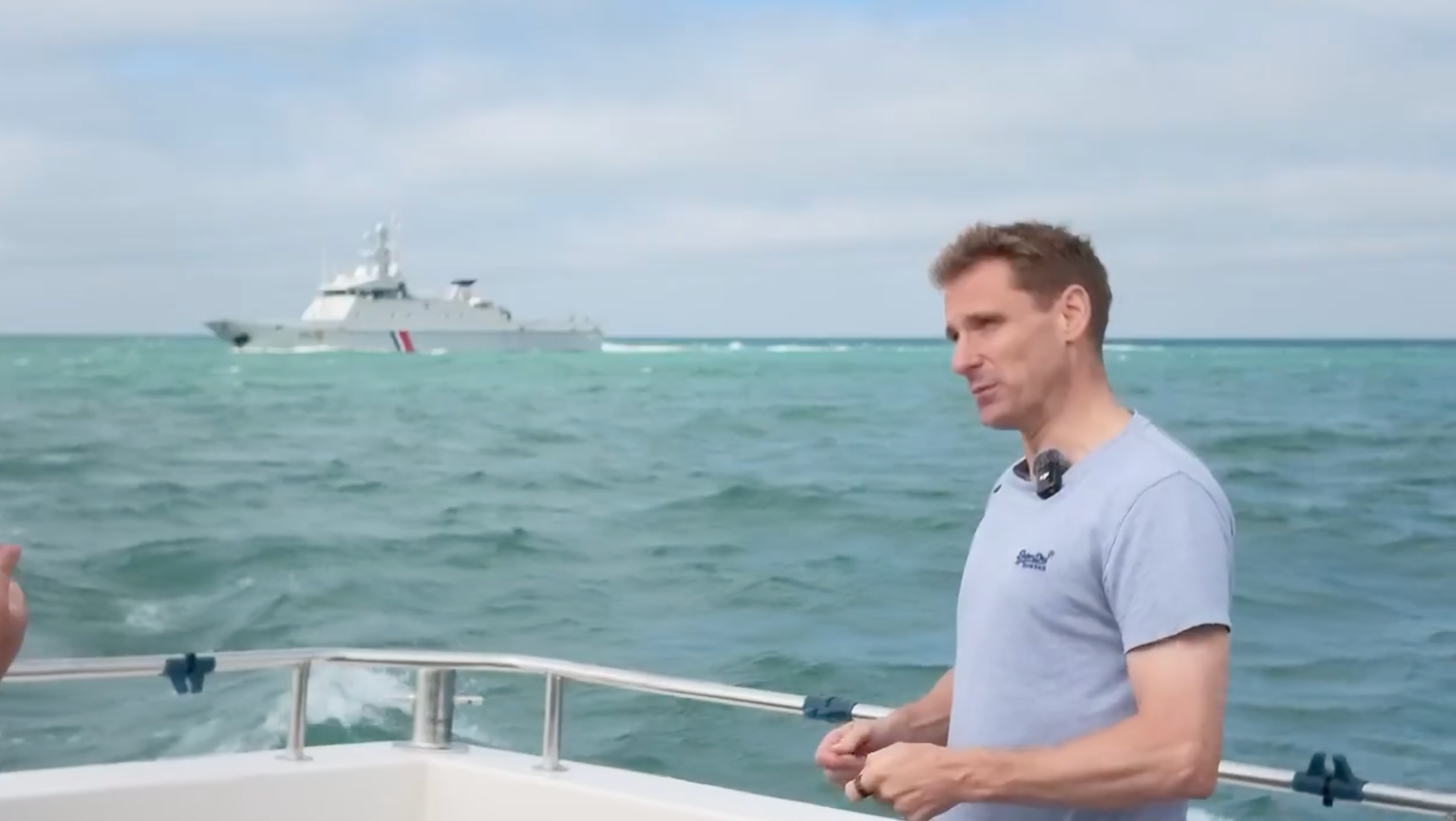 French warship accused of firing shots as Tory frontbencher films in Channel