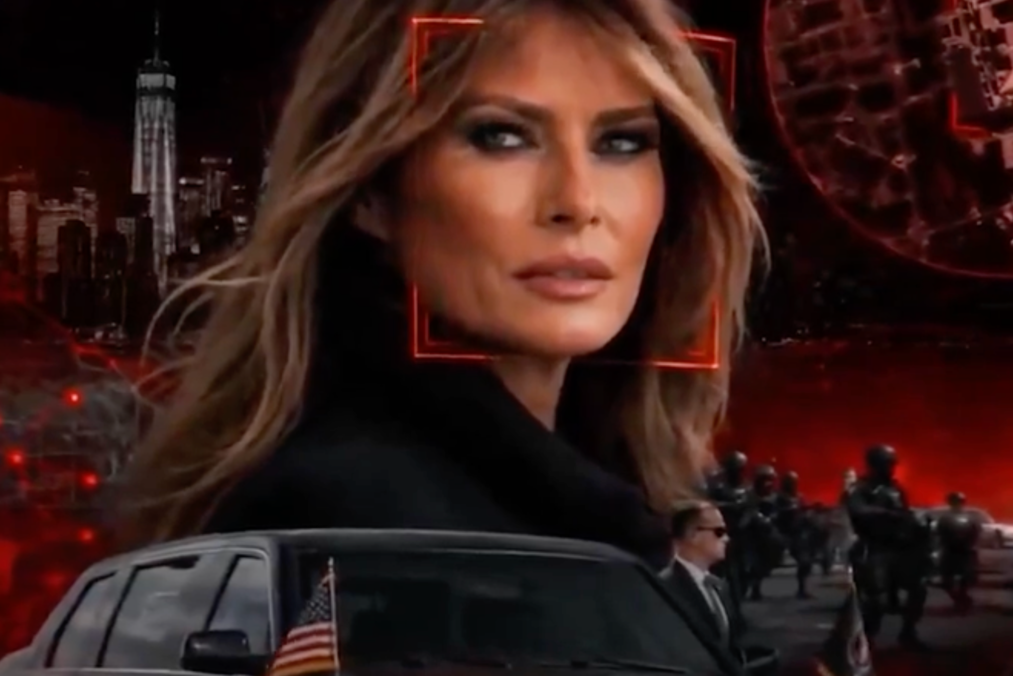 The video, depicted here, suggests methods with which 'freedom fighters' could target Melania (Tasnim News Agency)