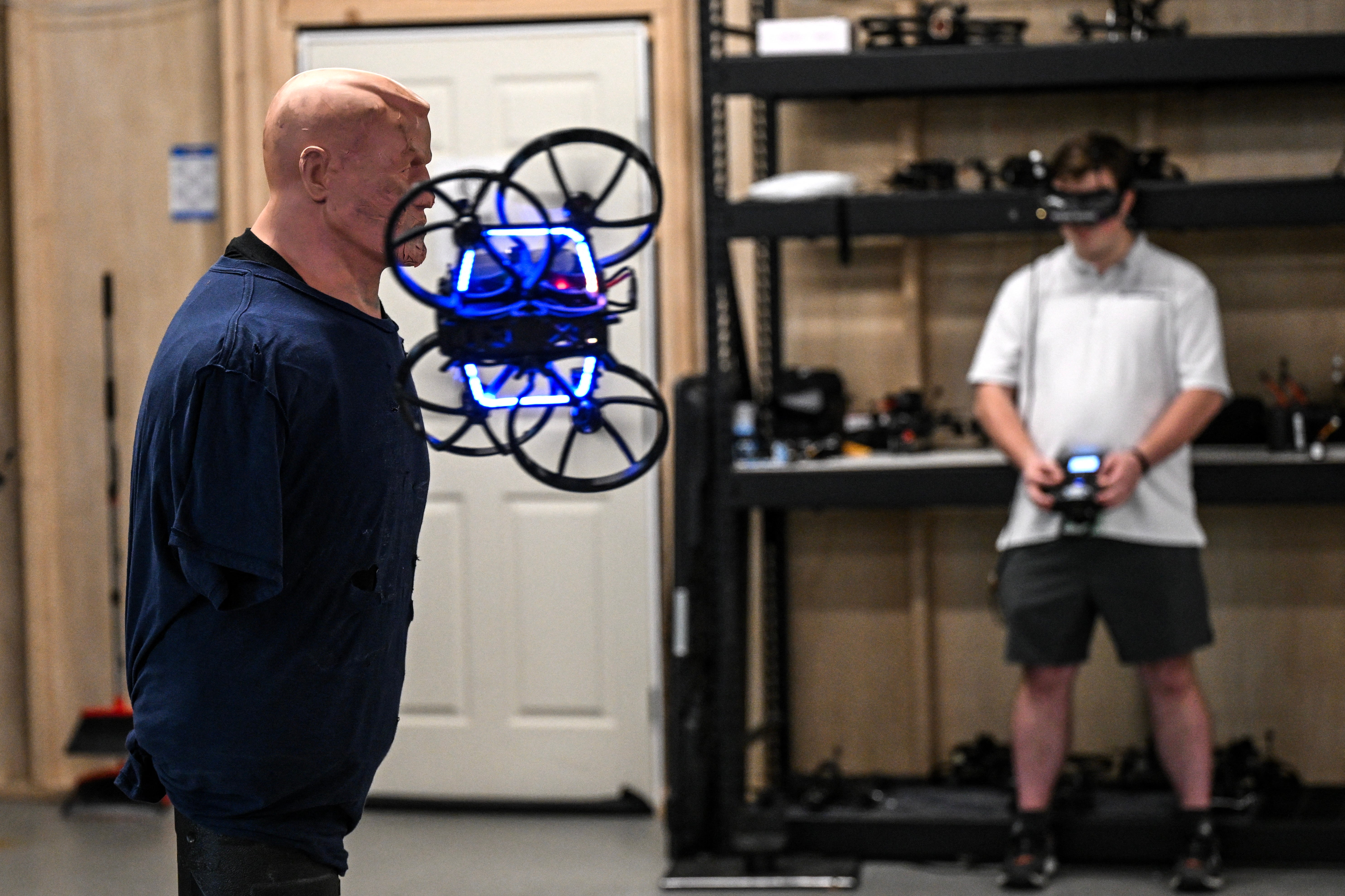 The drones, which are piloted by experts can ram their targets, at speeds of up to 70 mph (AFP/Getty)