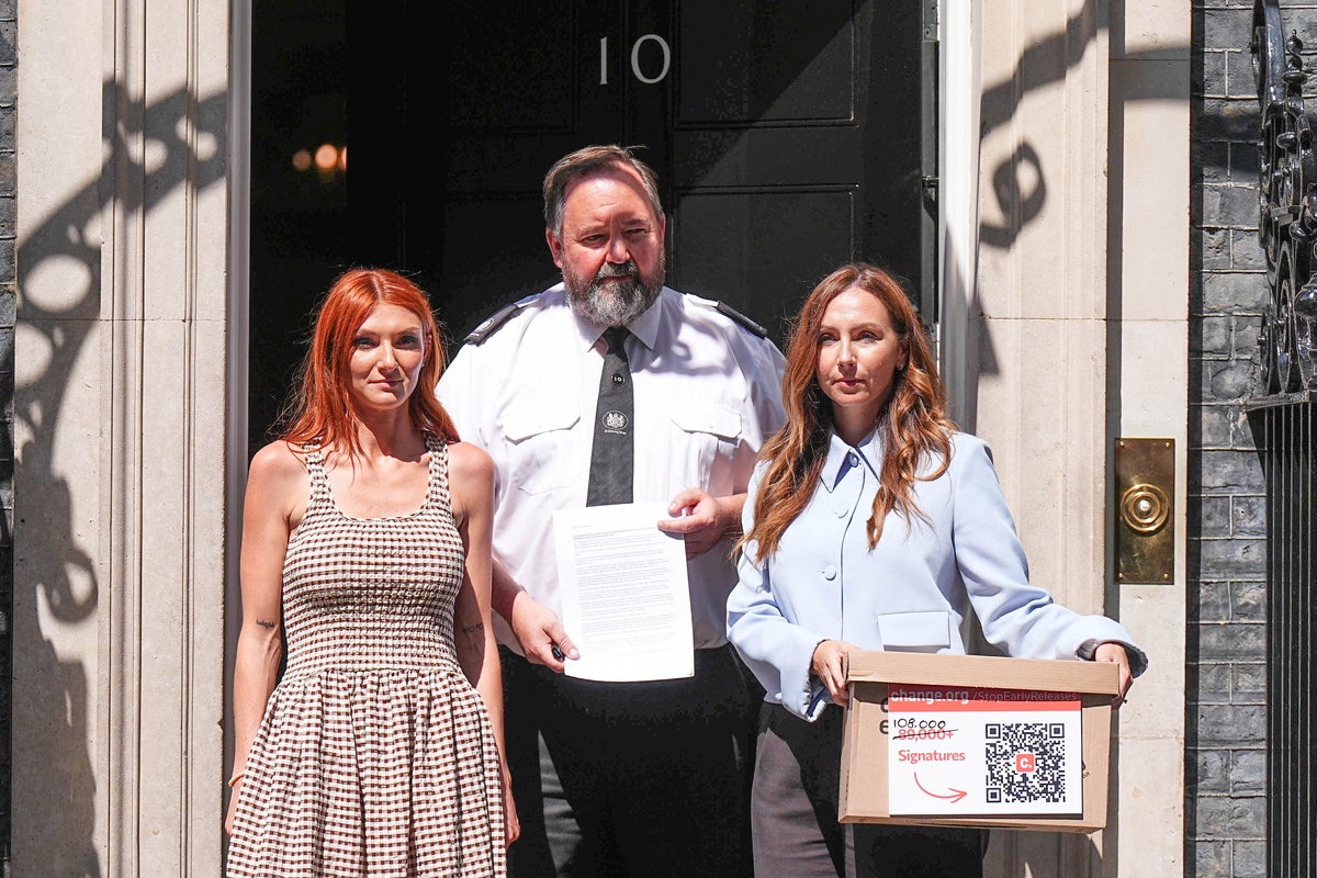 Abuse survivor hands petition to No 10 urging Burnham to remove sex offenders from early release scheme Abuse survivor hands petition to No 10 urging Burnham to remove sex offenders from early release scheme