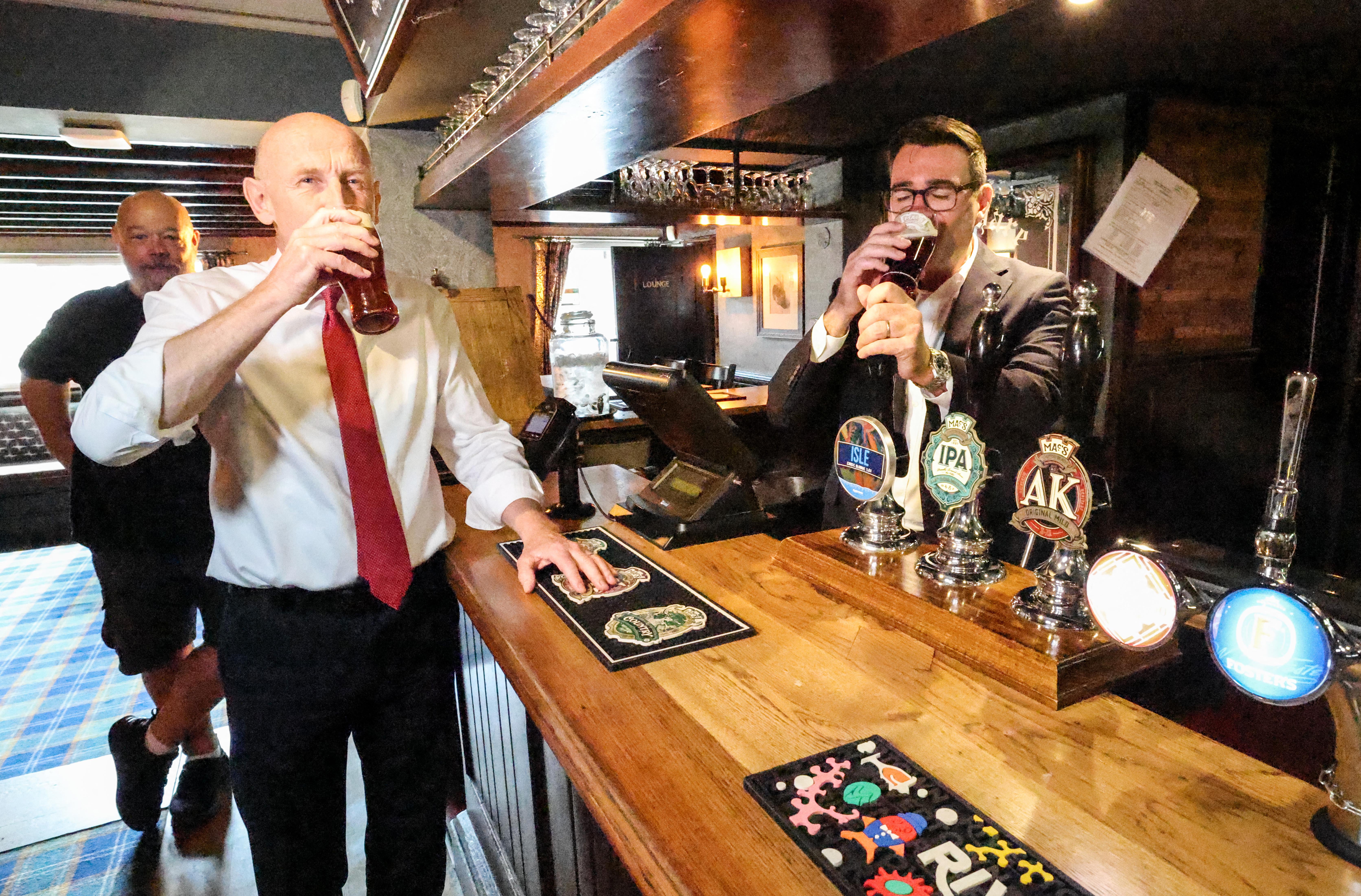 Not much to cheer about with the economy for Andy Burnham, right, and John Healey, according to the NIESR
