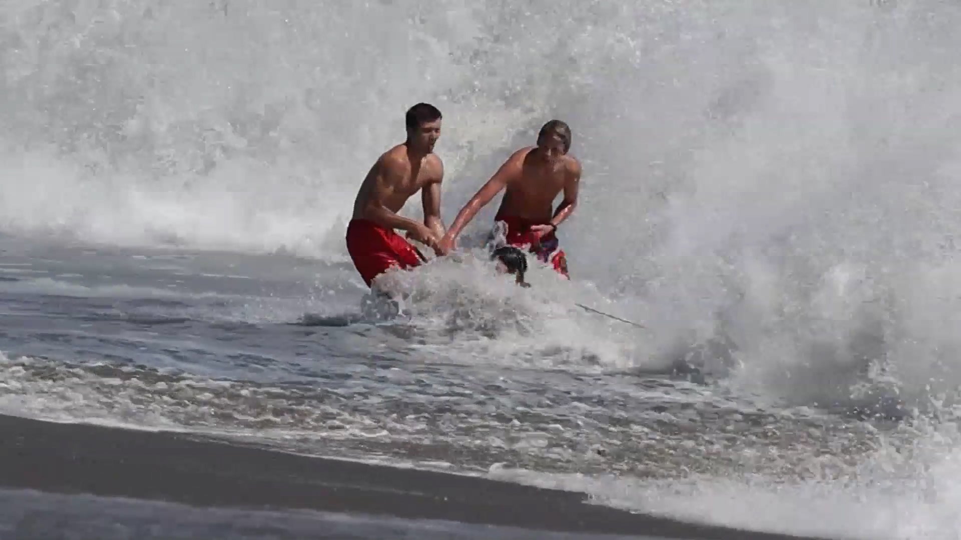 Ryder Williams, 16, the lifeguard who saved Nathaniel, said he saw the boy lose his footing in ankle-deep water