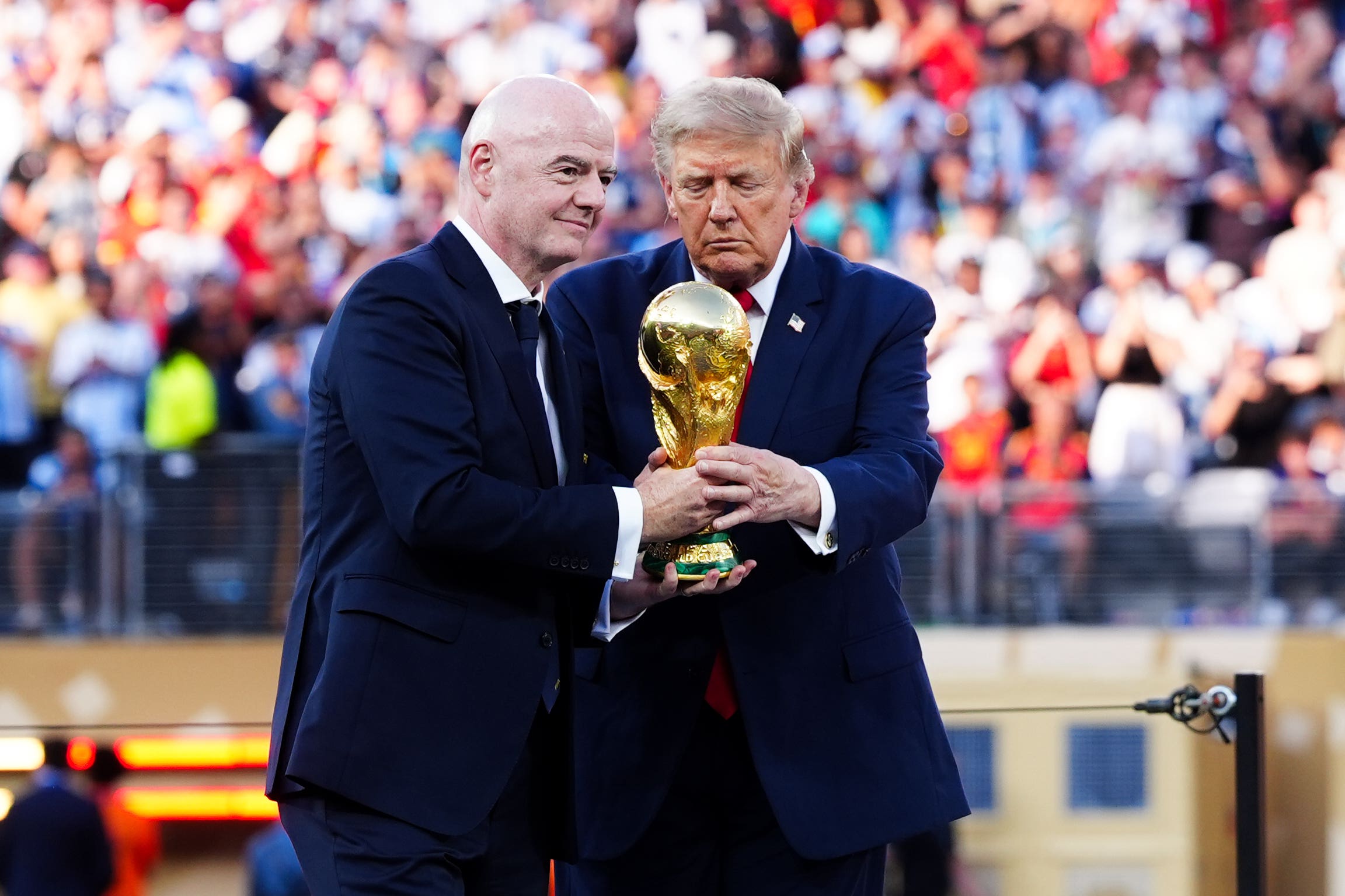 Fifa and its president Gianni Infantino, pictured left, is proposing to create a new company to run its competitions including the World Cup (Bradley Collyer/PA)