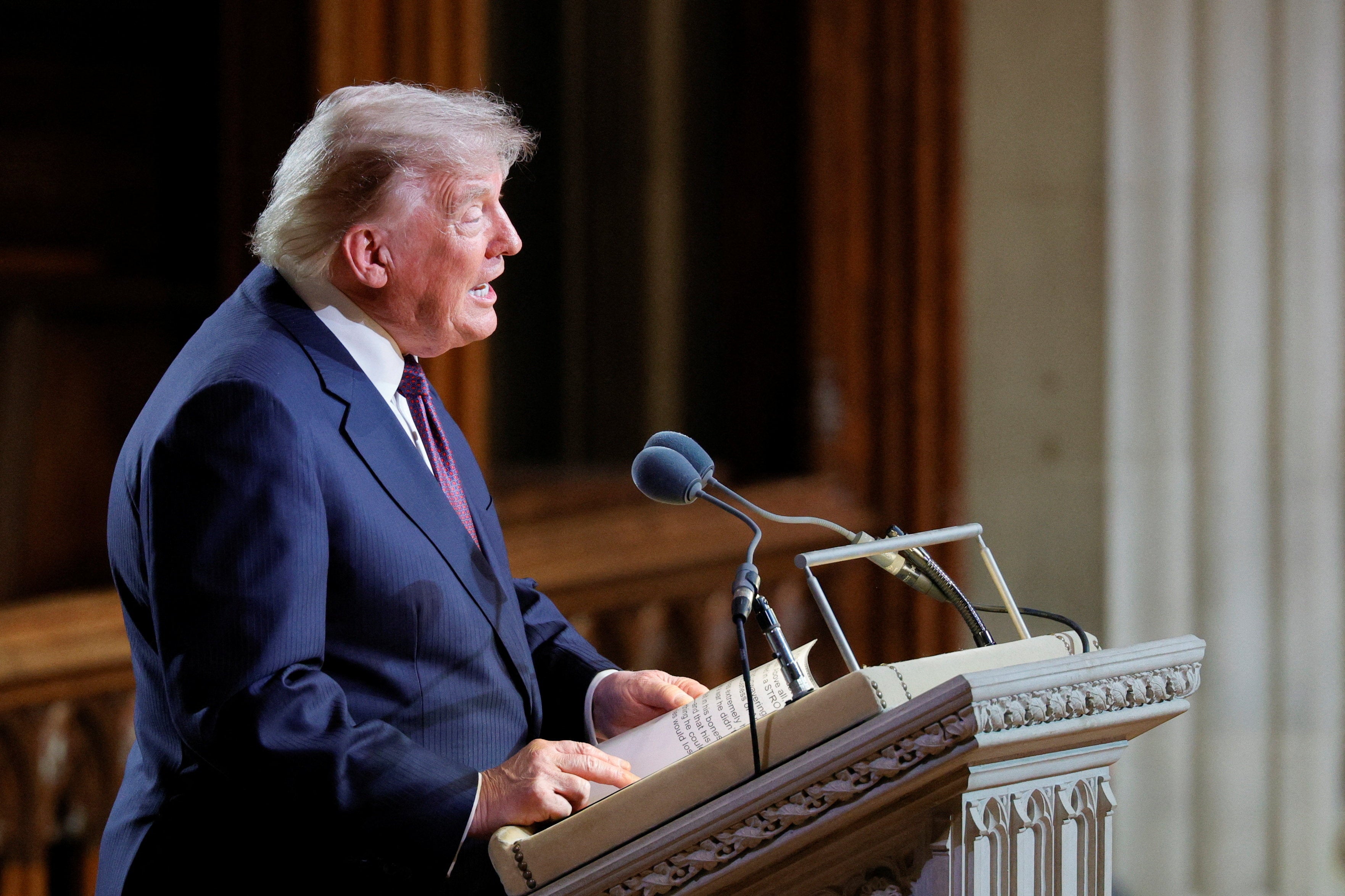 After his White House meetings, the president headed to the Washington National Cathedral for the funeral service of the late Senator Lindsey Graham, a close friend and ally (Reuters)