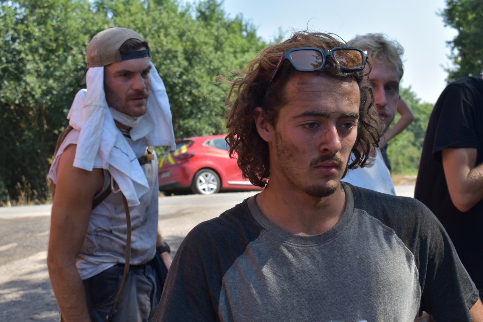Mathias Monseigne, 18, was among a group of volunteers supporting fire crews at the Pont du Hourbiel in Lacanau again yesterday. He said he would continue until the fire is out