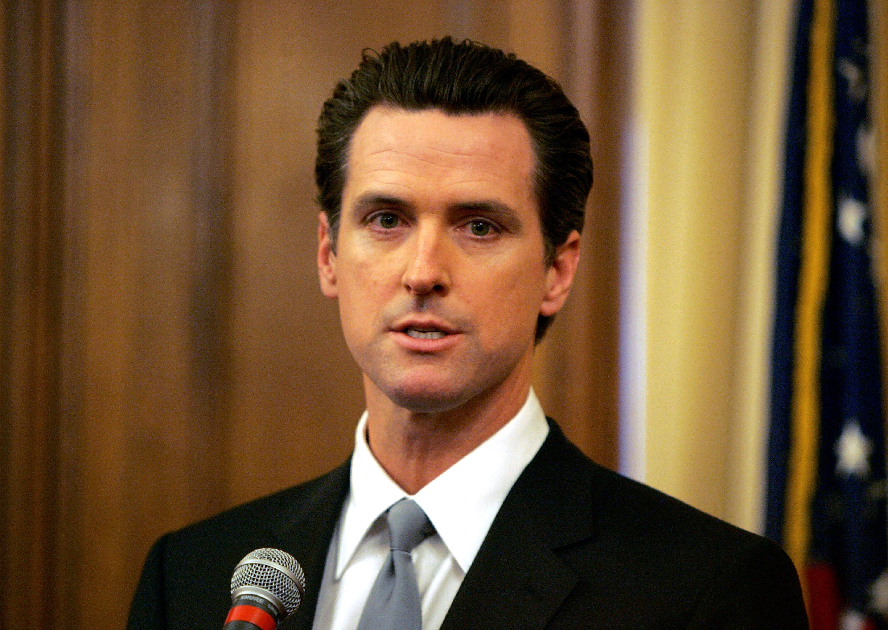 The aide who had an affair with then-San Francisco Mayor Gavin Newsom while she was married to his campaign manager has spoken about the ordeal in detail for the first time in 20 years. Newsom held a press conference addressing the scandal in 2007 (pictured)