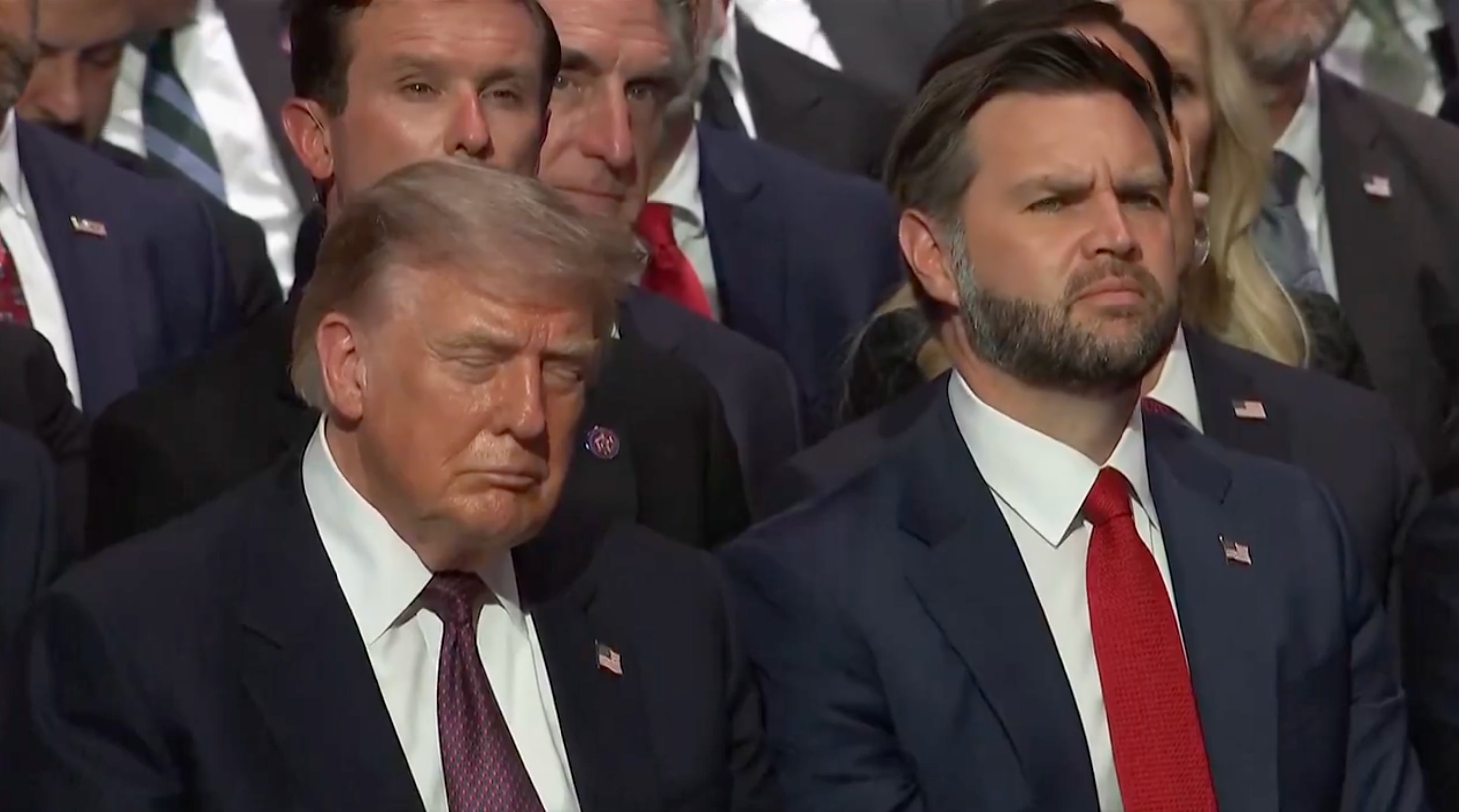 President Donald Trump appeared to nod off during Lindsey Graham's funeral service at Washington National Cathedral on Tuesday