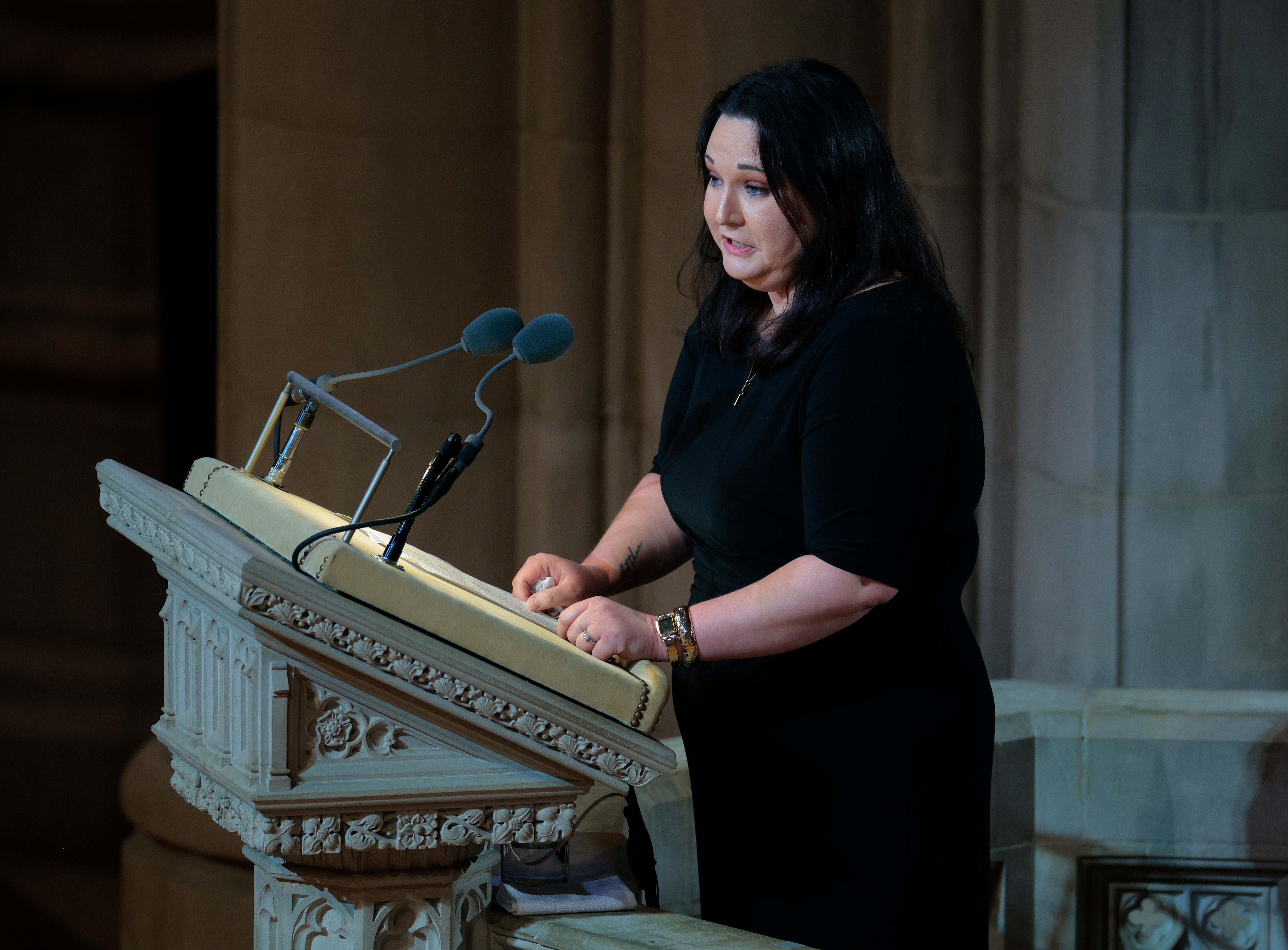 Emillie Boggs Roberts, Graham's niece, delivered a eulogy for the late senator in Washington National Cathedral on Tueday
