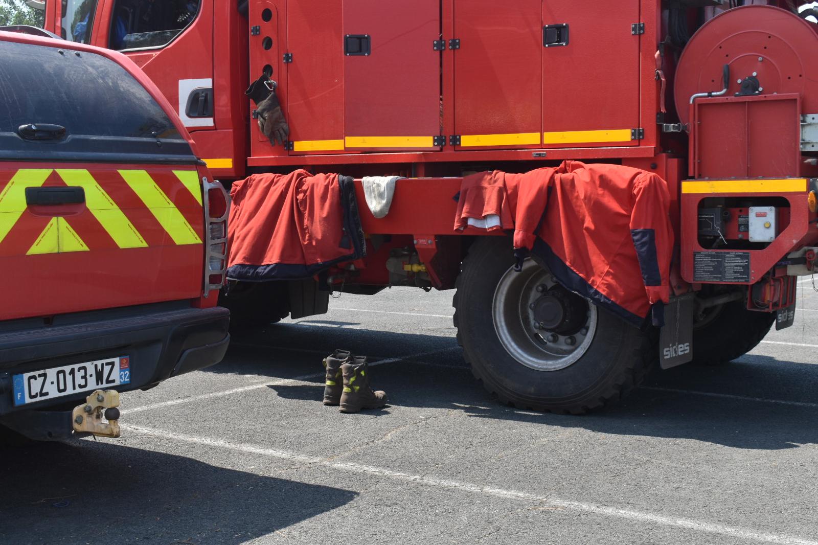 Firefighters stopped to rest and eat at the centre offering food in town
