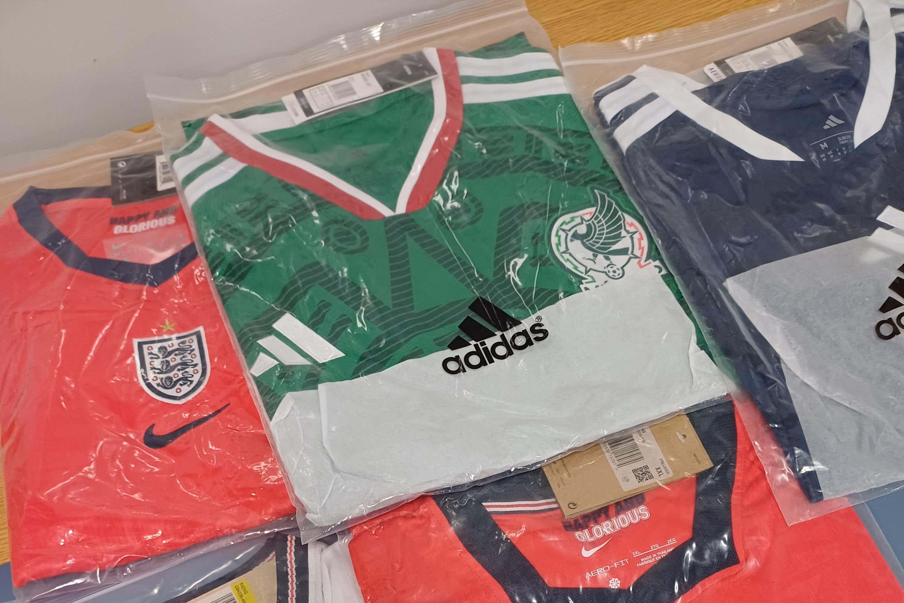 City of London Police seized more than £18 million worth of counterfeit football shirts and kits over the course of the World Cup (Handout/PA)