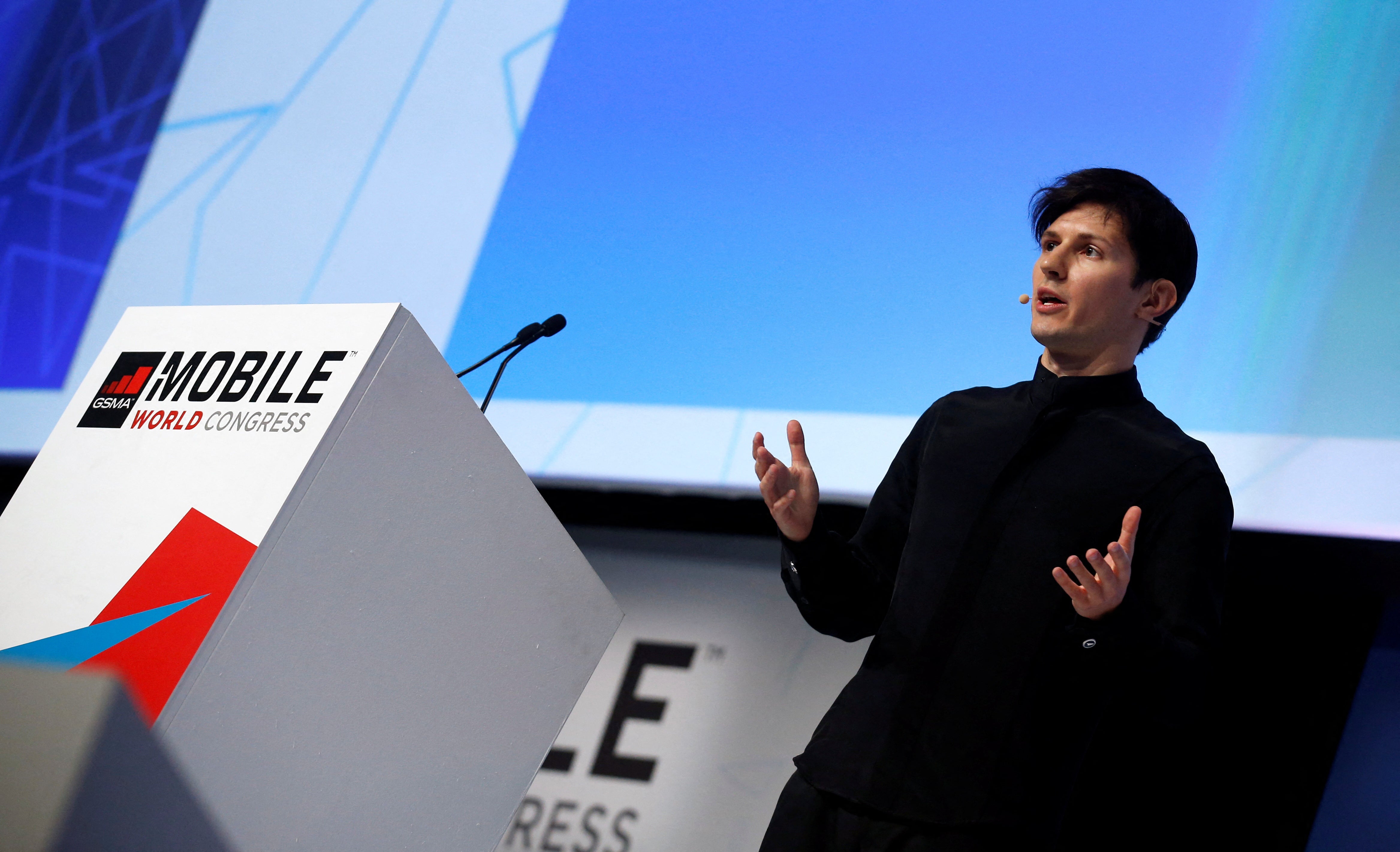 Arquivo: Pavel Durov, fundador e CEO do Telegram, faz um discurso durante o Mobile World Congress em Barcelona, ​​Espanha, 23 de fevereiro de 2016