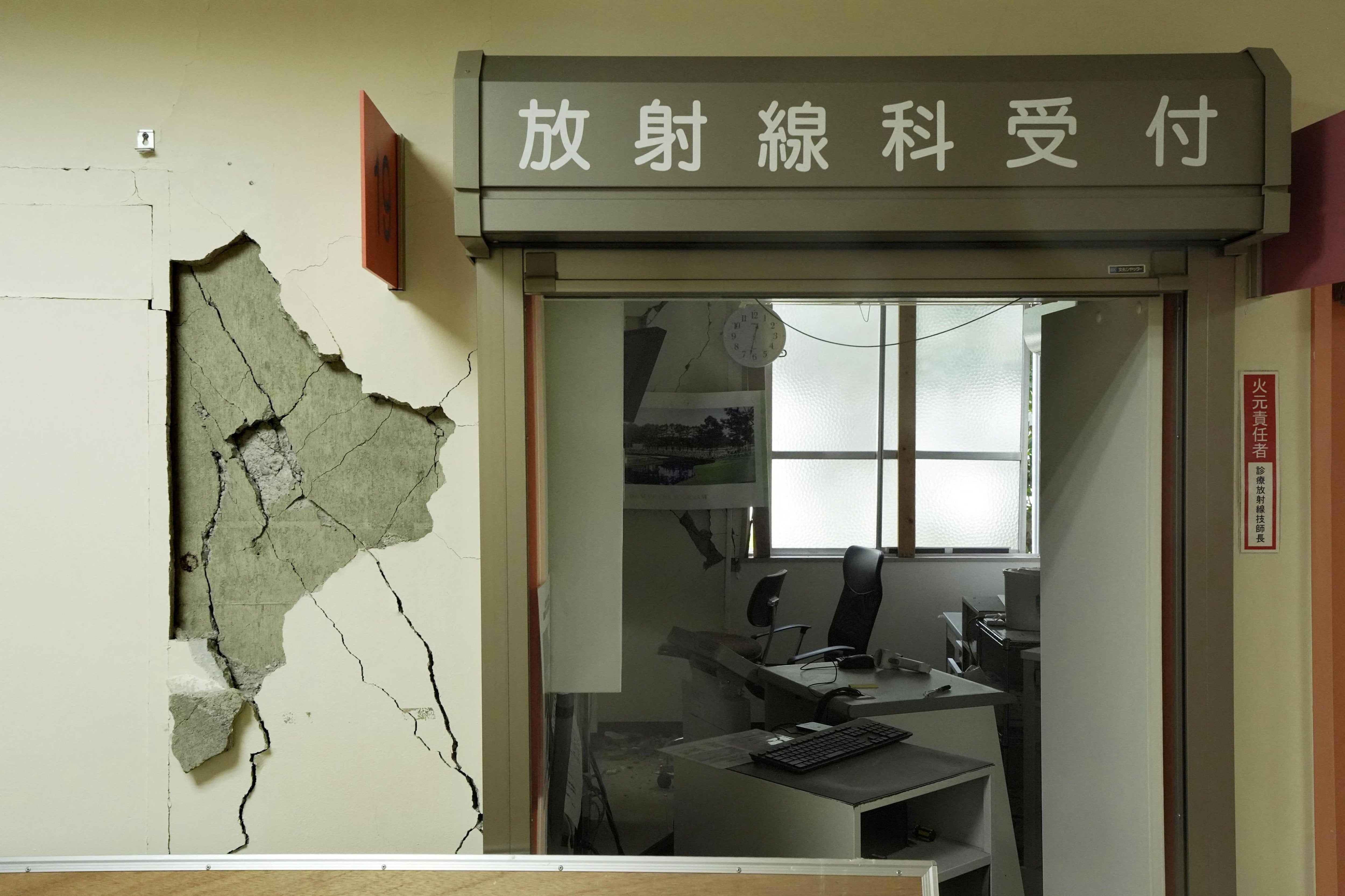 A view of the damage in Kumamoto Minami Hospital, after an earthquake with a preliminary magnitude of 7.1 struck Japan's southern Kumamoto prefecture, in Uki City (Reuters)