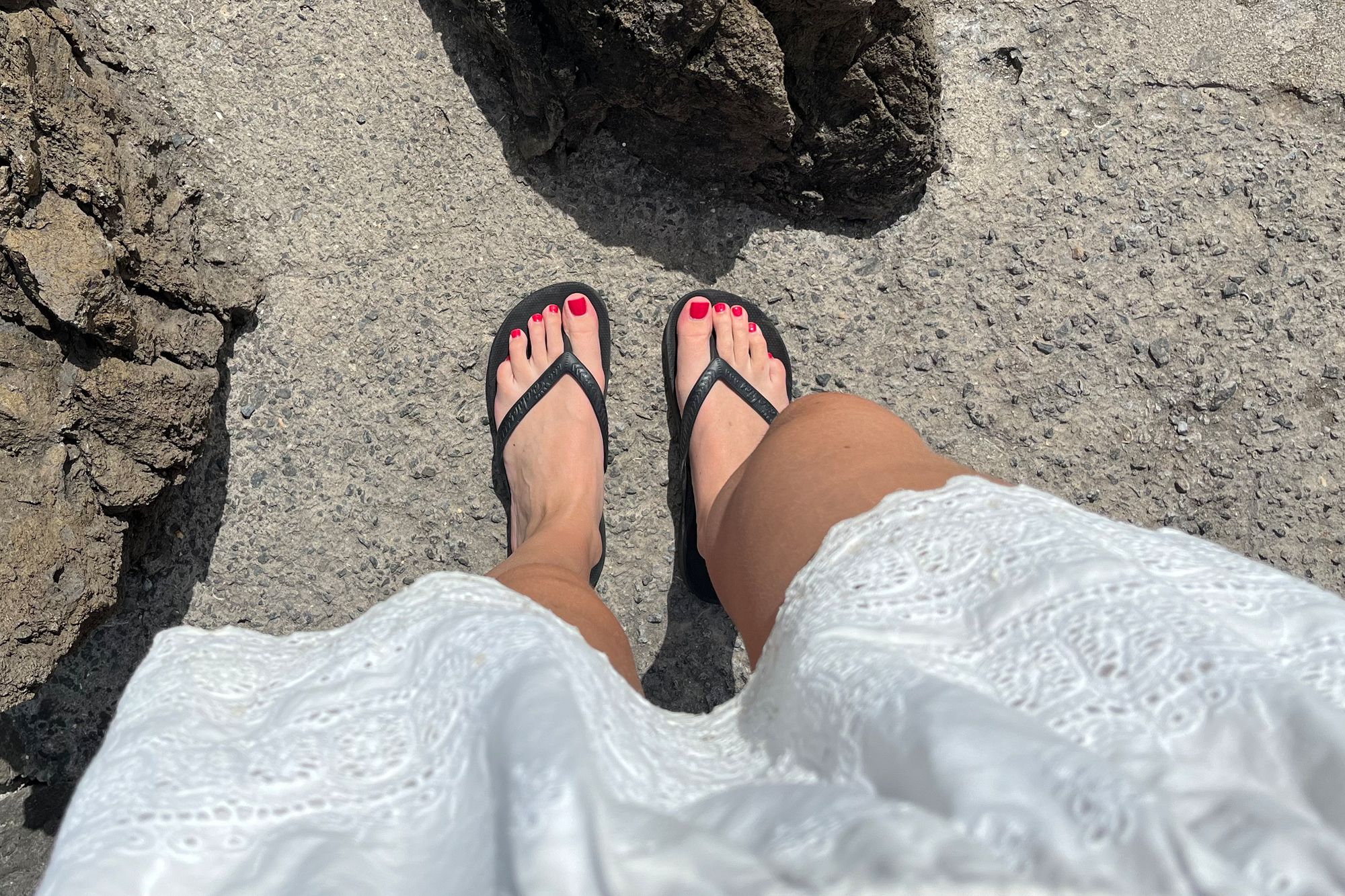 I enjoyed wearing the flip flops all the time on holiday (Alice Reynolds/The Independent)