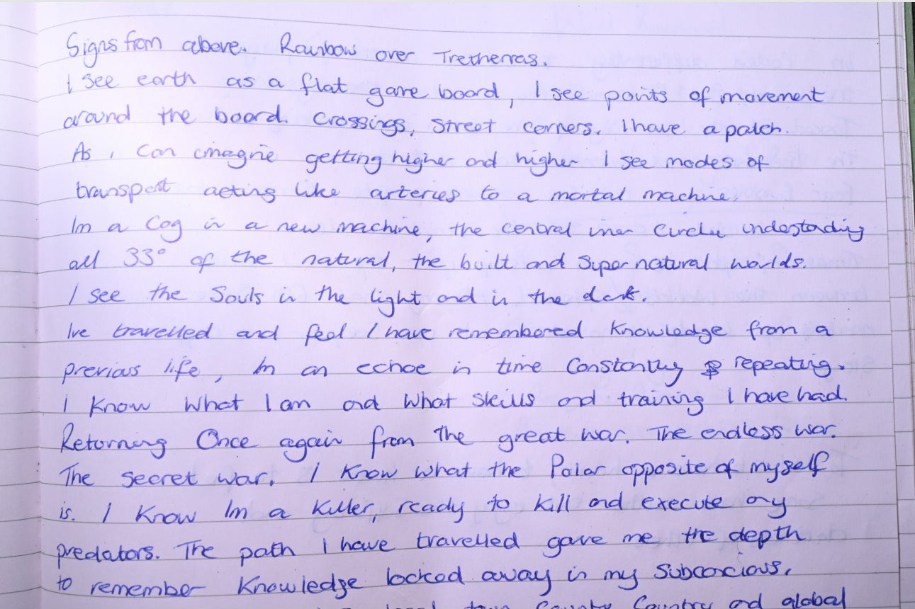 One of the handwritten notes found in James Desborough's cabin (PA)